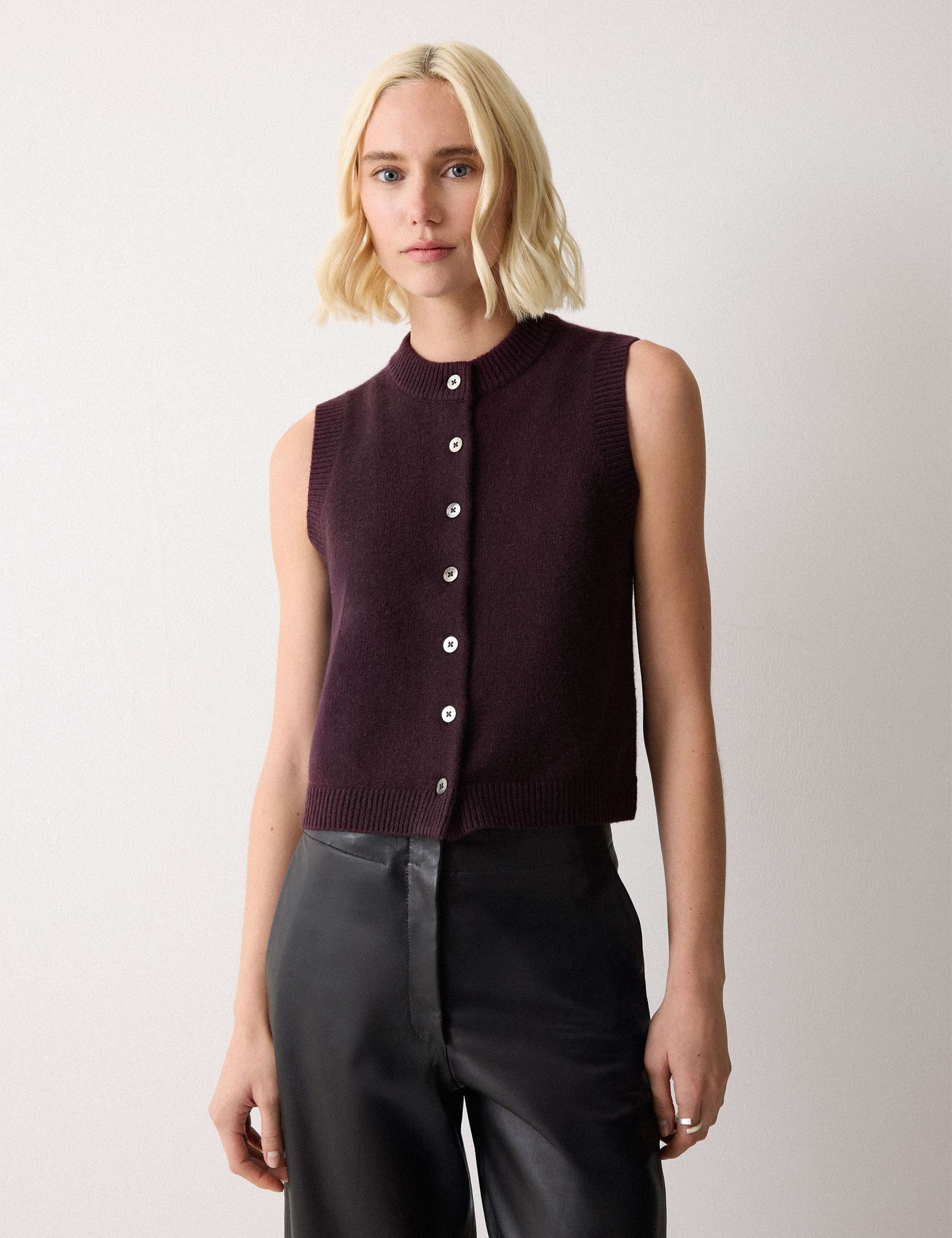 Wool Blend Straight Textured Waistcoat