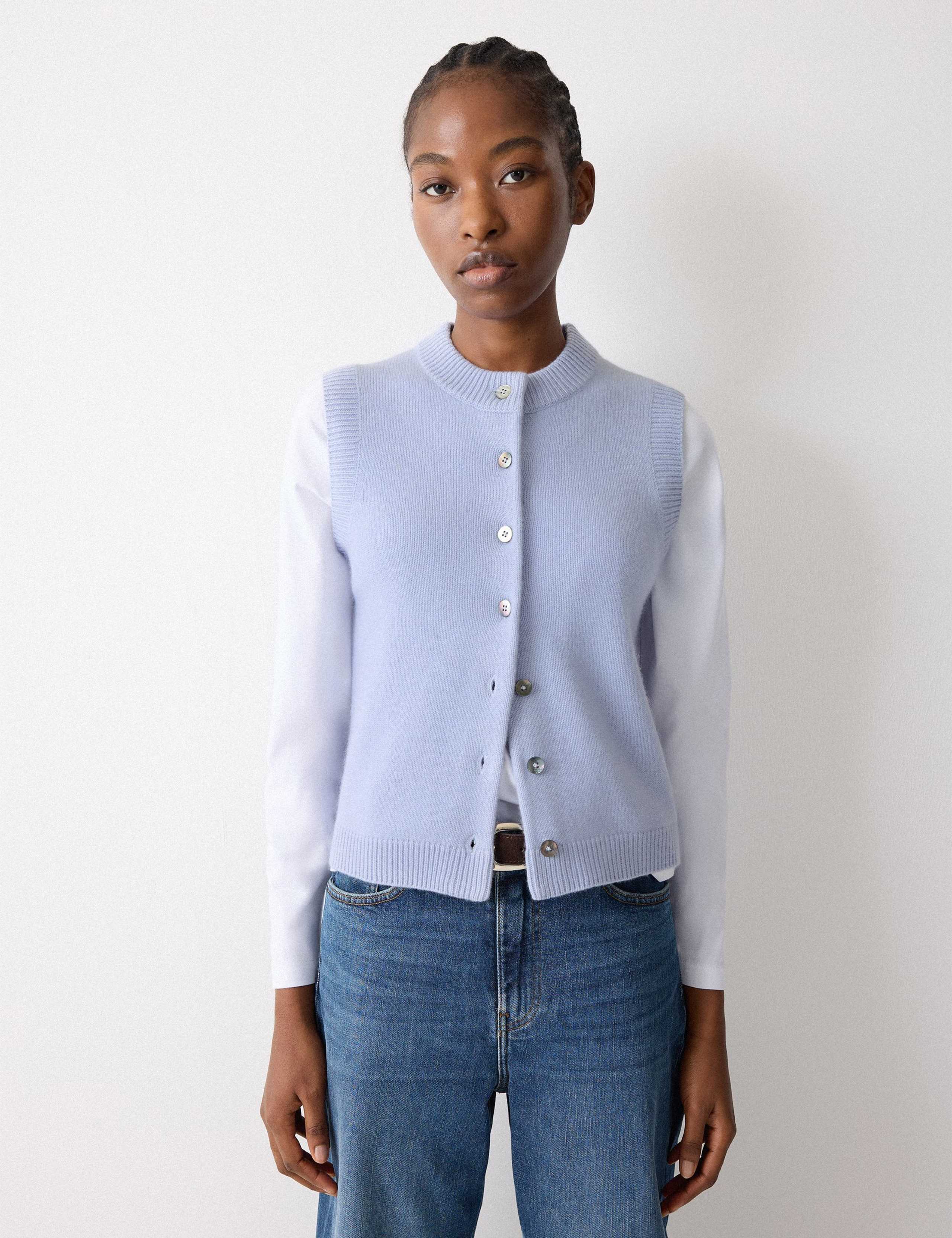 Wool Blend Straight Textured Waistcoat