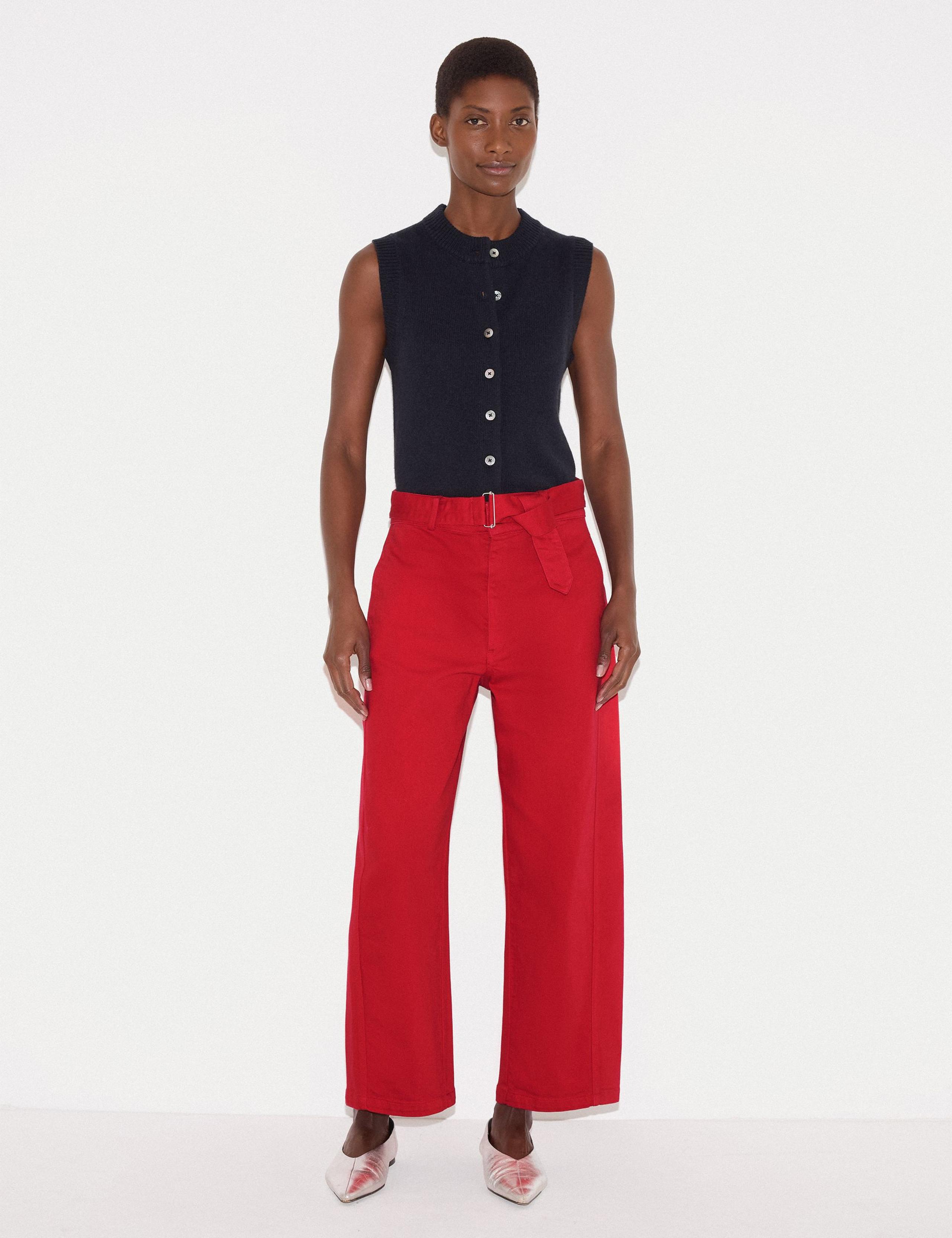 High Waisted Belted Barrel Jeans