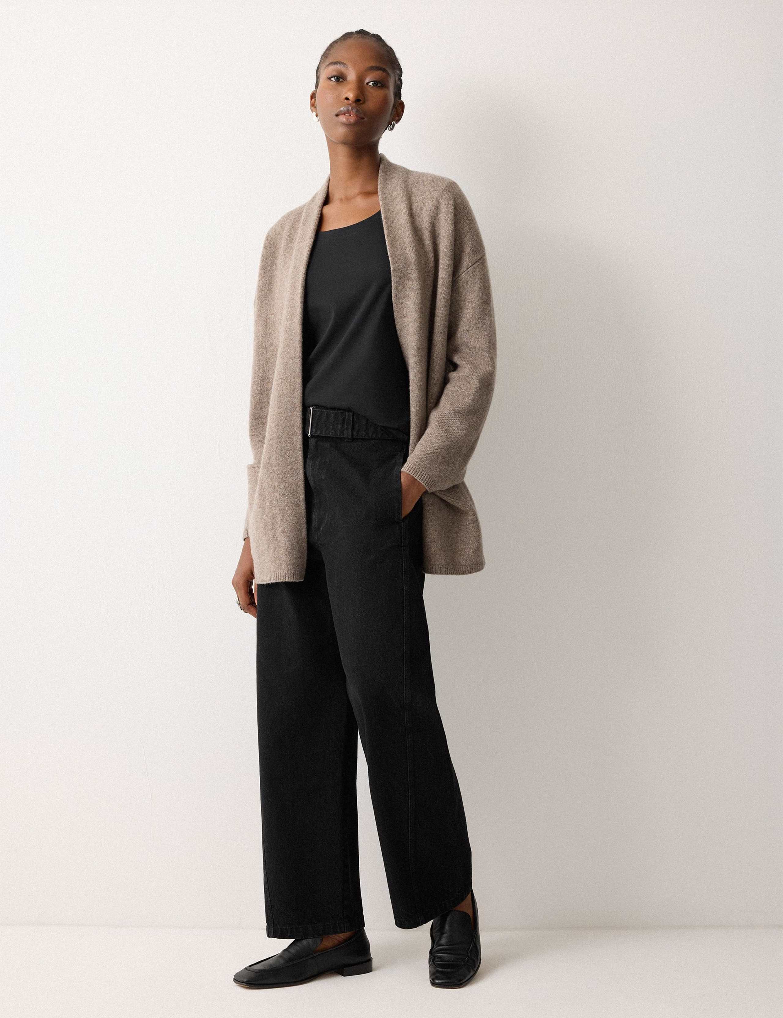 High Waisted Belted Barrel Jeans