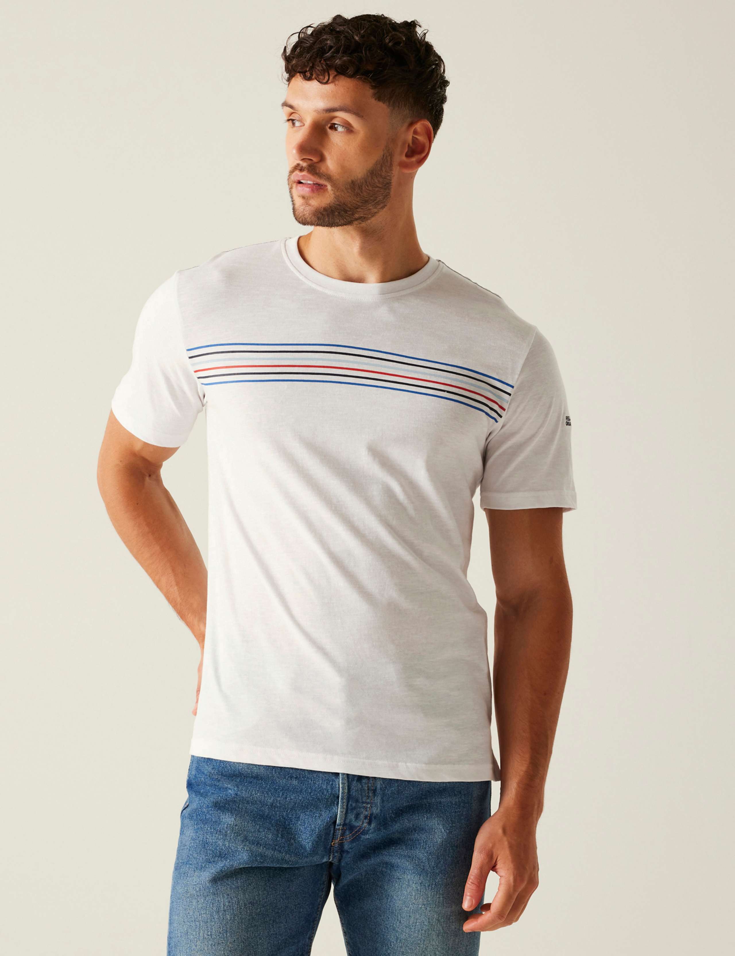 Ravia Pure Cotton Chest Stripe T-Shirt