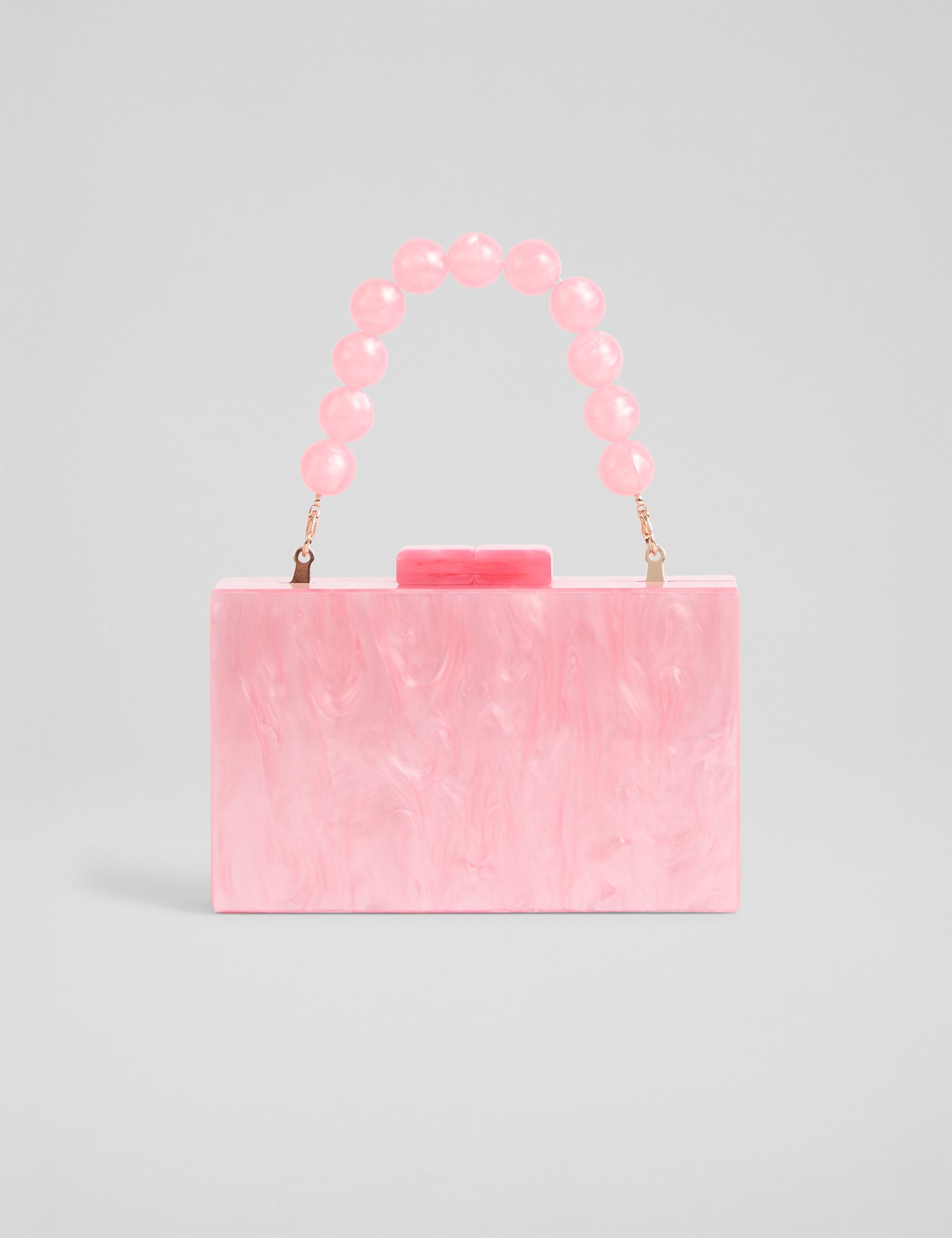 Resin Box Beaded Handle Clutch Bag