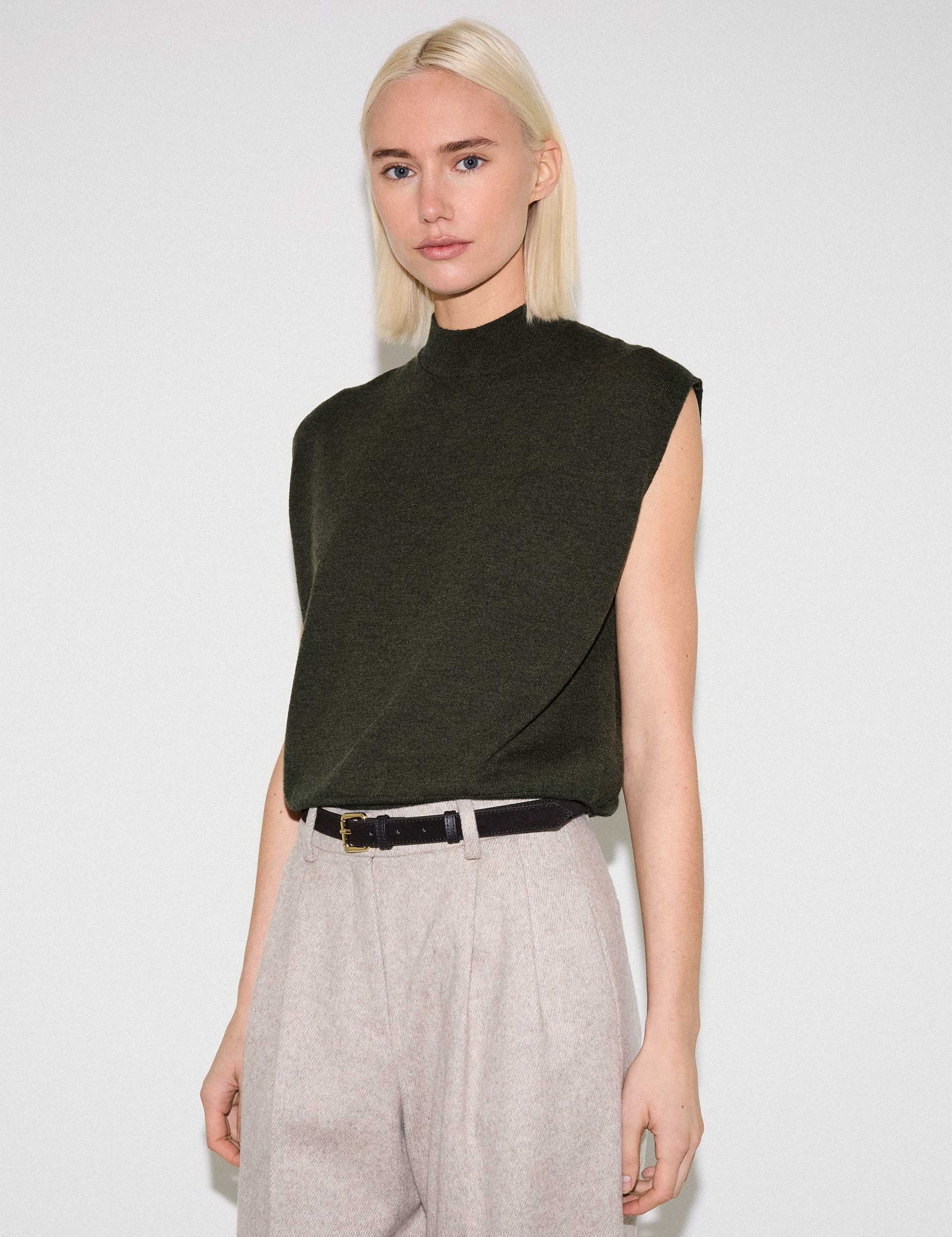 Pure Wool Textured Knitted Vest