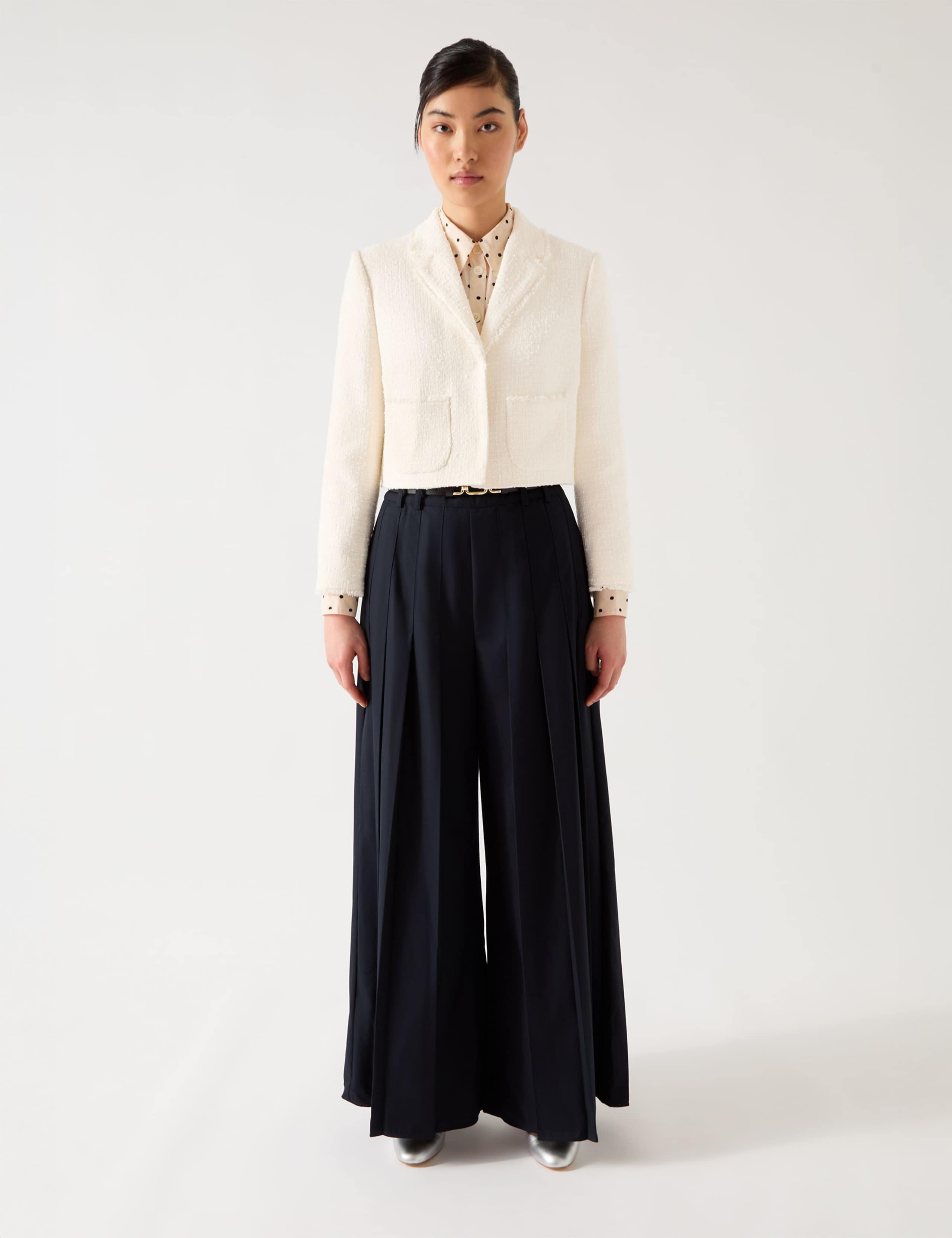 Tweed Textured Collared Cropped Jacket