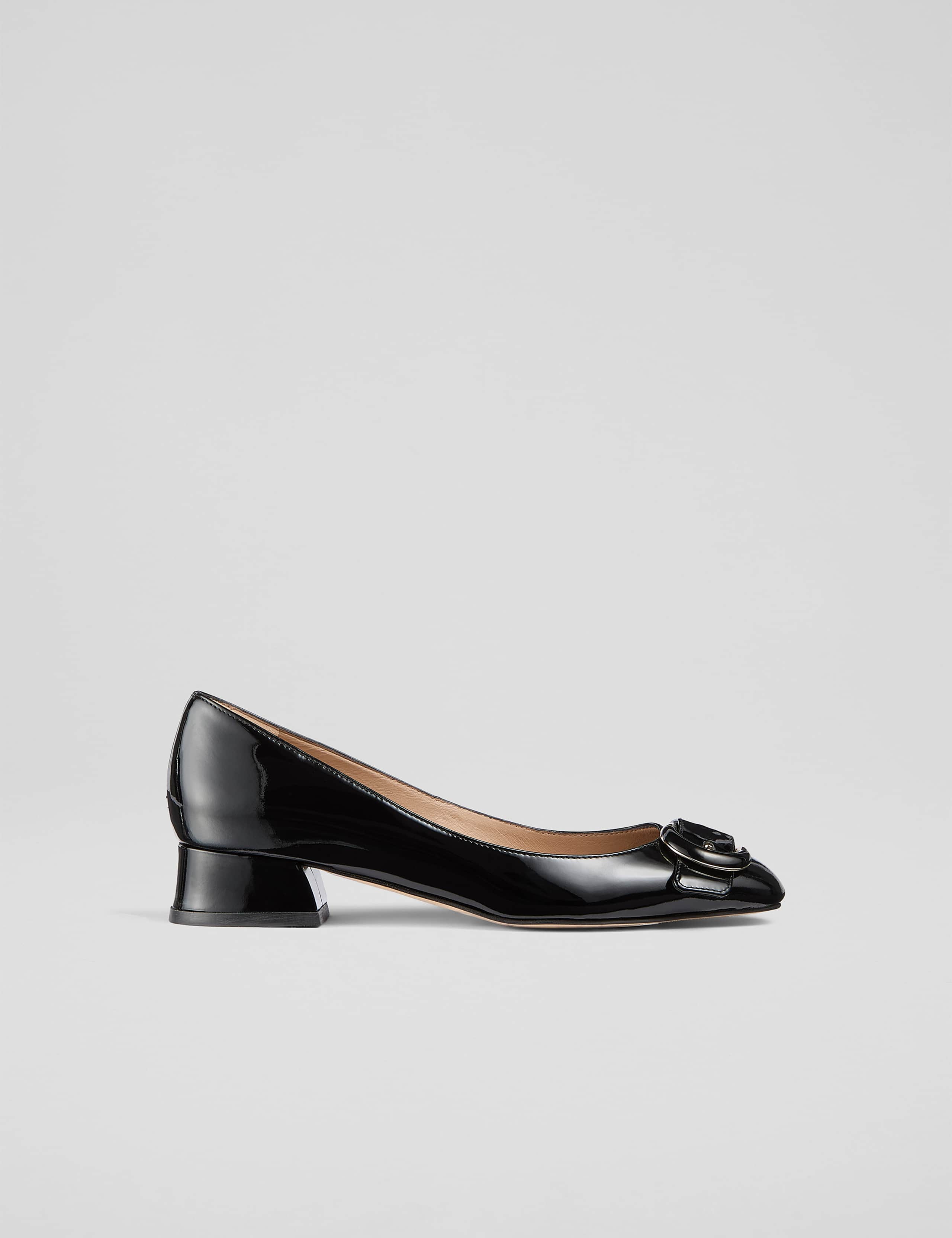 Leather Buckle Block Heel Pumps