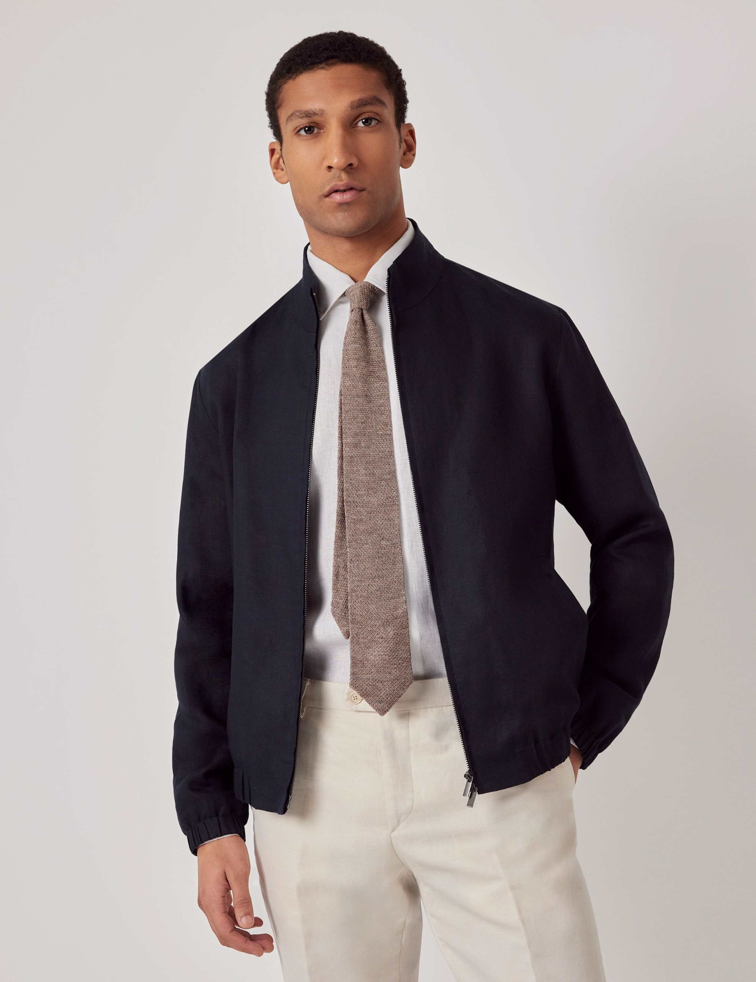 Pure Linen Bomber Jacket