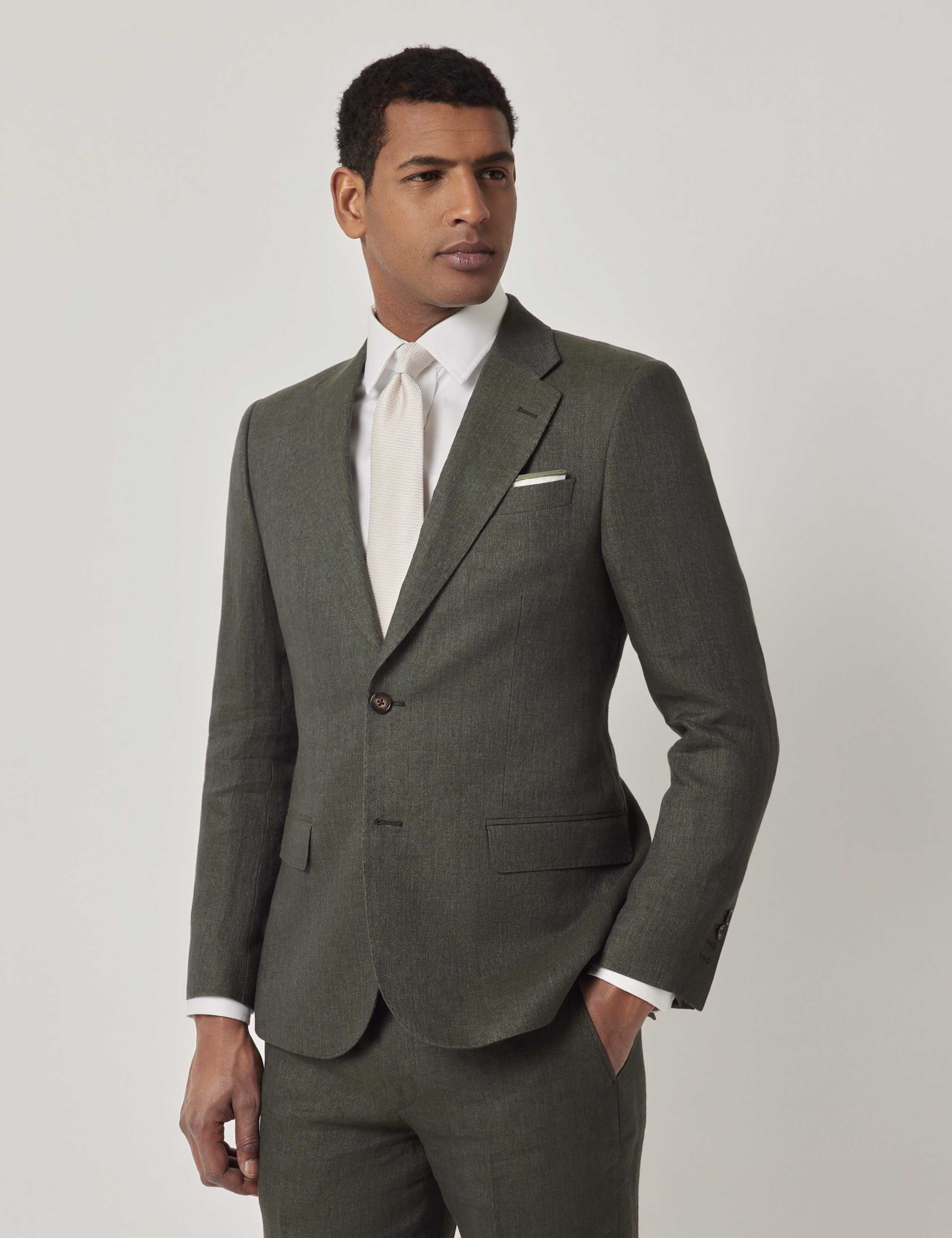 Tailored Fit Pure Italian Linen Suit Jacket
