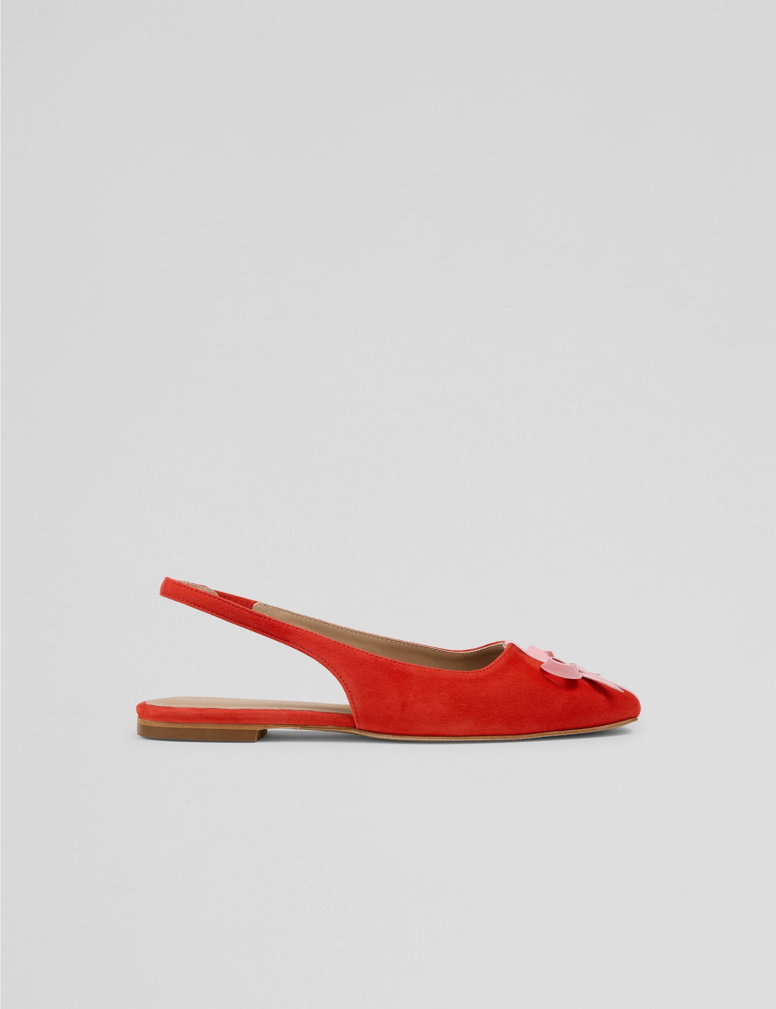 Suede Bow Flat Square Toe Slingback Shoes