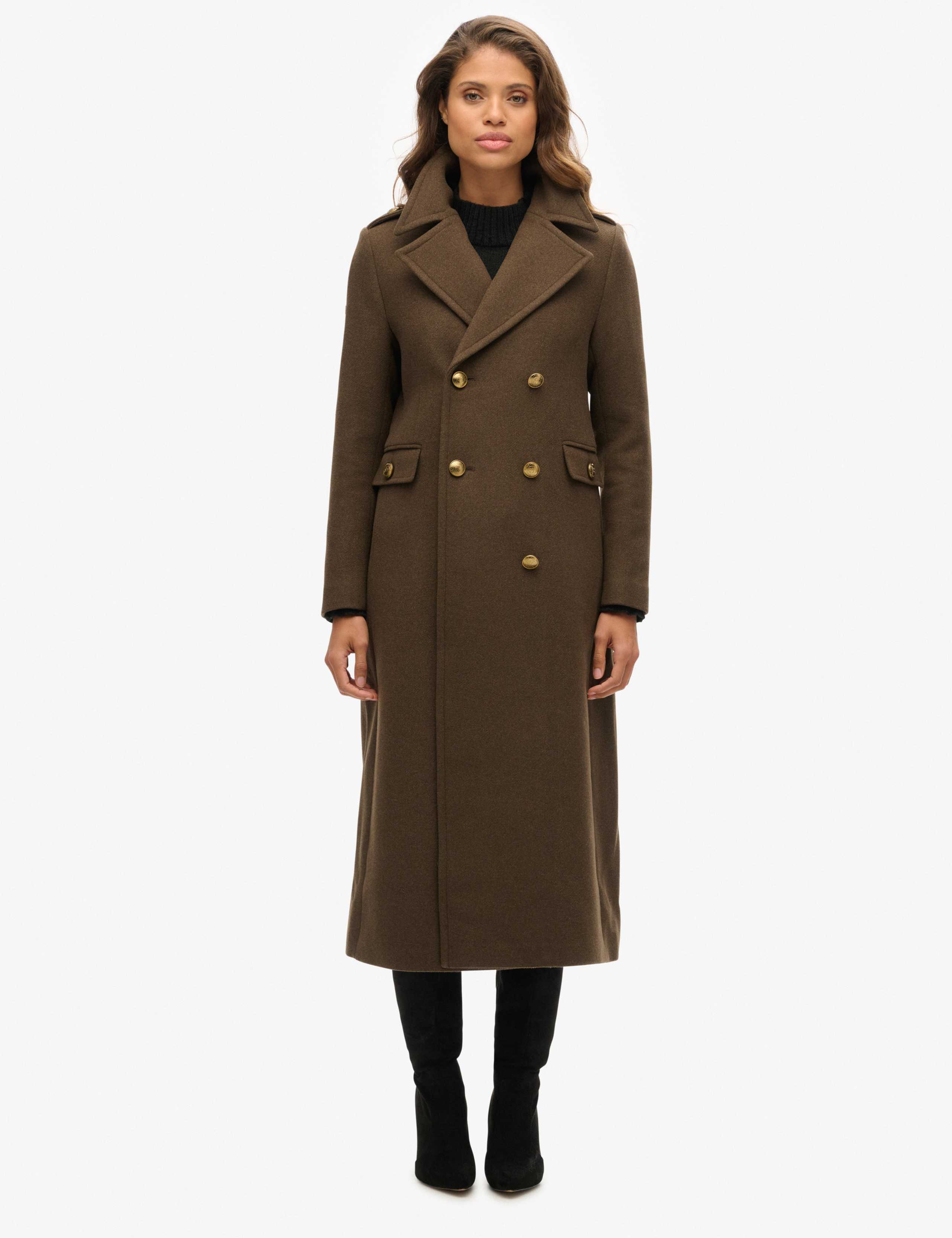 Pure Wool Double Breasted Longline Coat