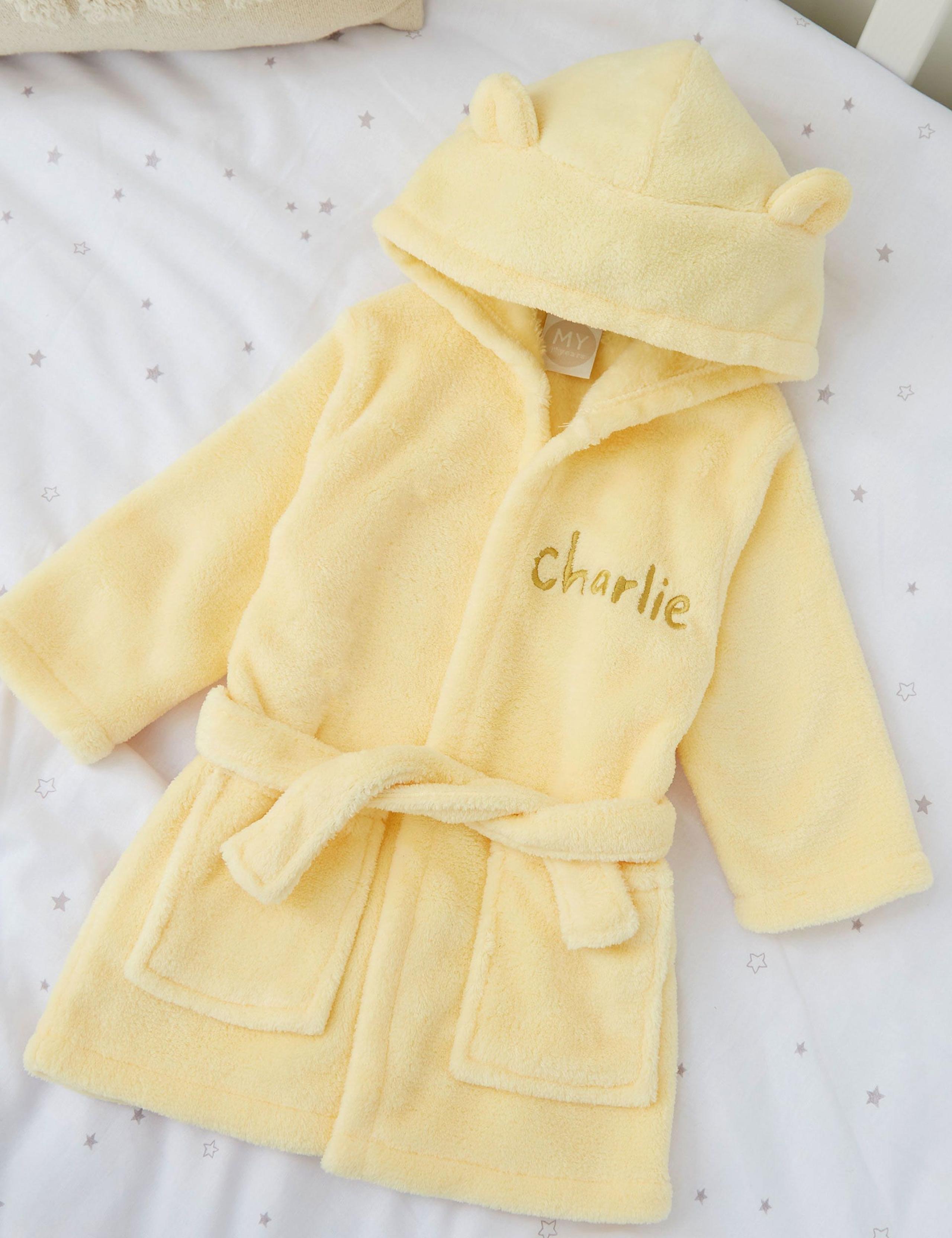 Personalised Sunshine Yellow Fleece Robe With Ears