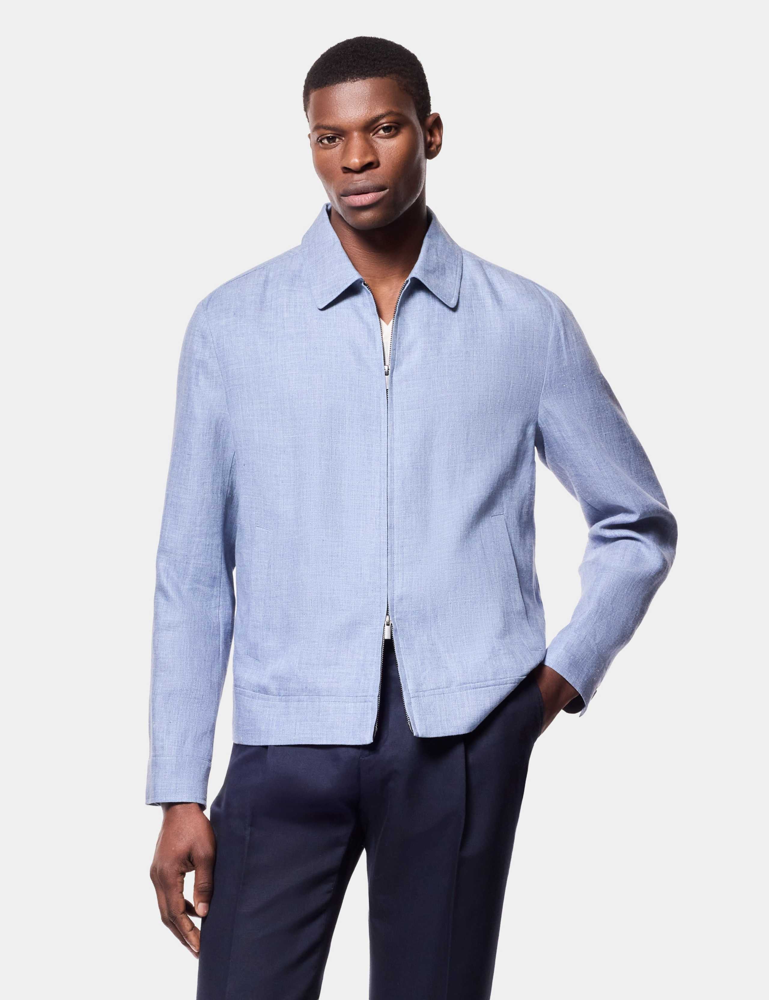 Pure Linen Lightweight Harrington Jacket