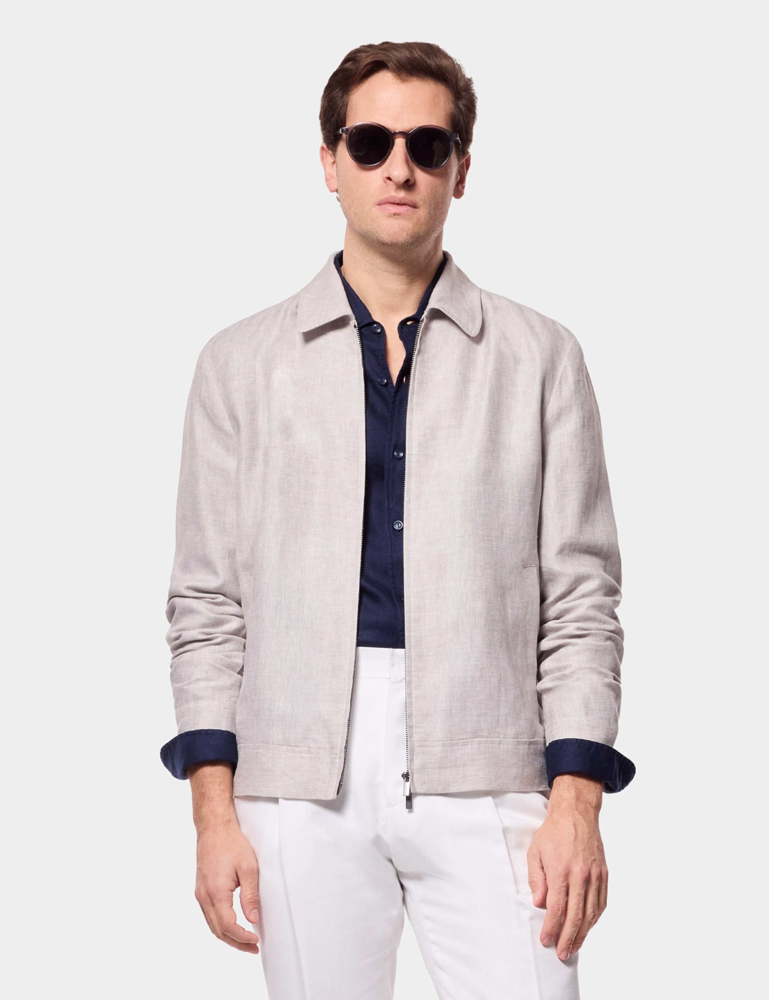 Pure Linen Lightweight Harrington Jacket