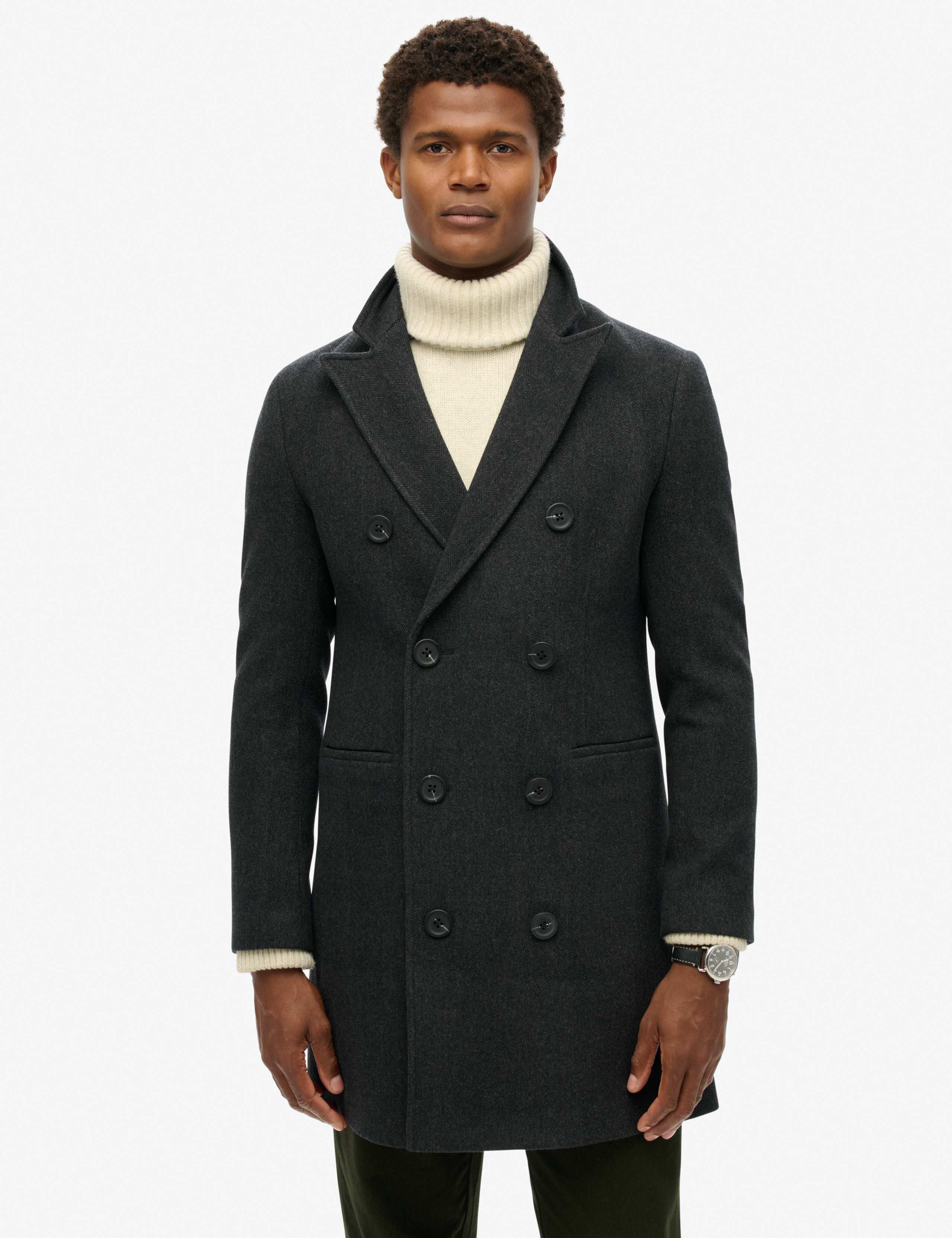 Herringbone Double Breasted Coat