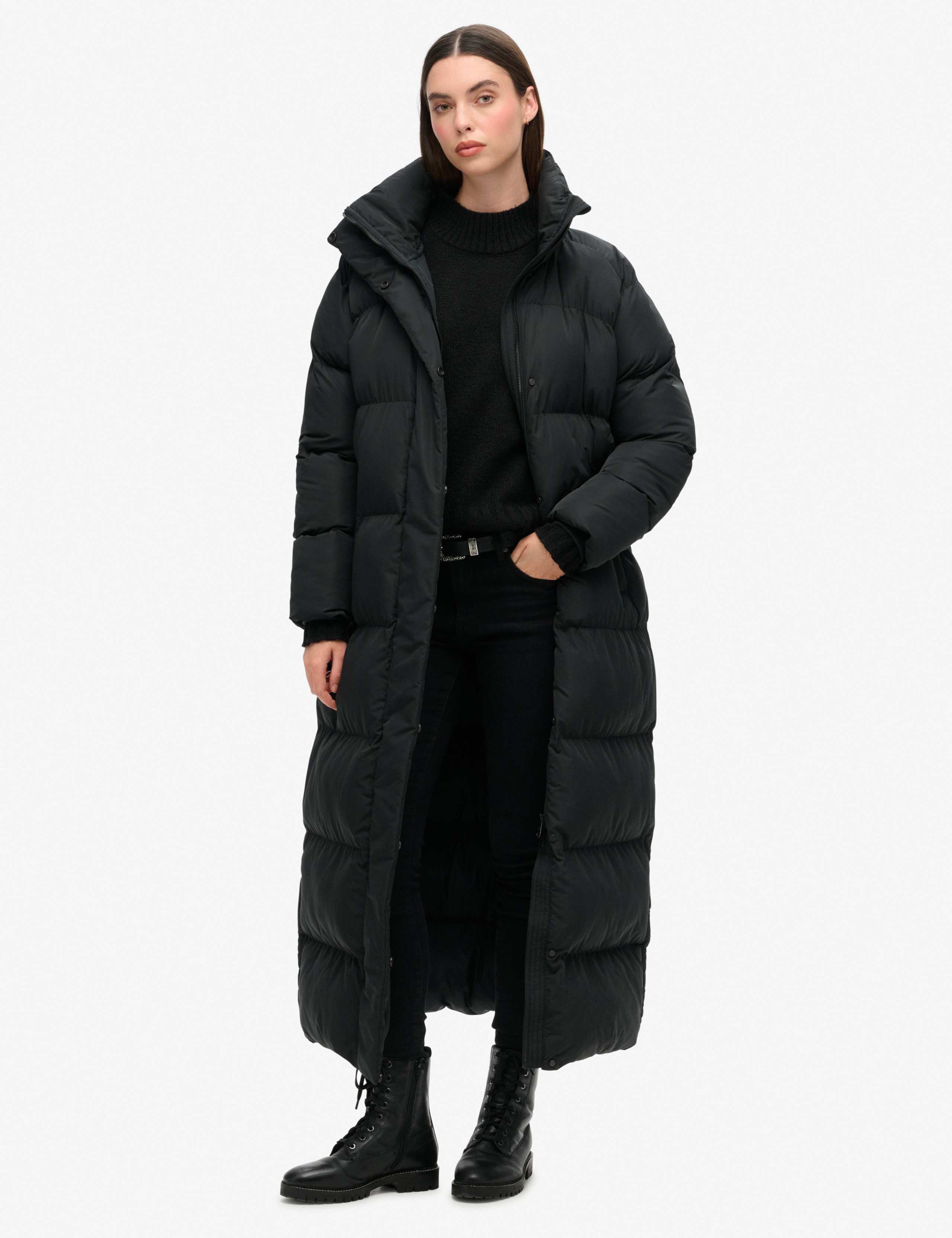 High Neck Longline Puffer Jacket