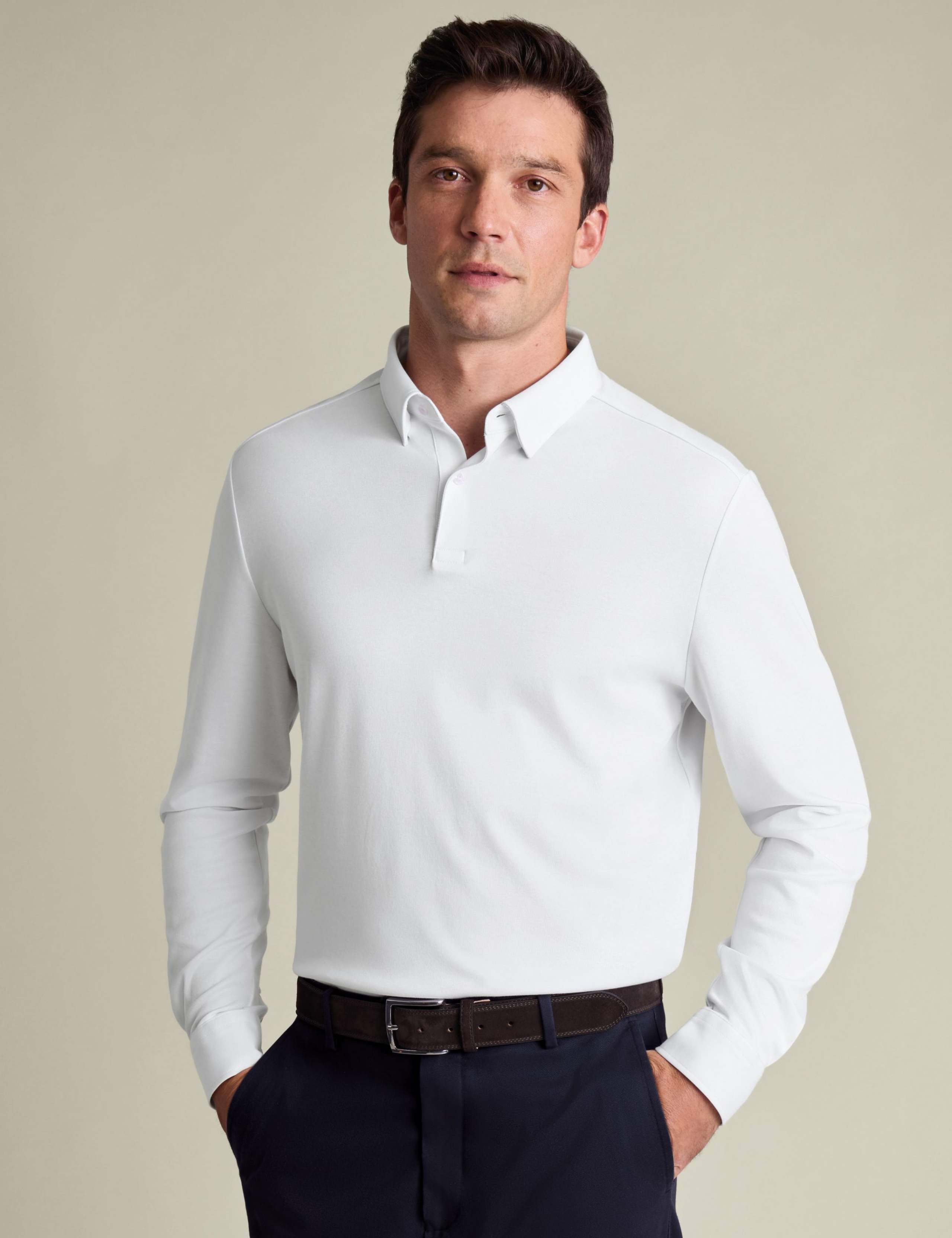 Pure Cotton Jersey Long Sleeve Polo Shirt