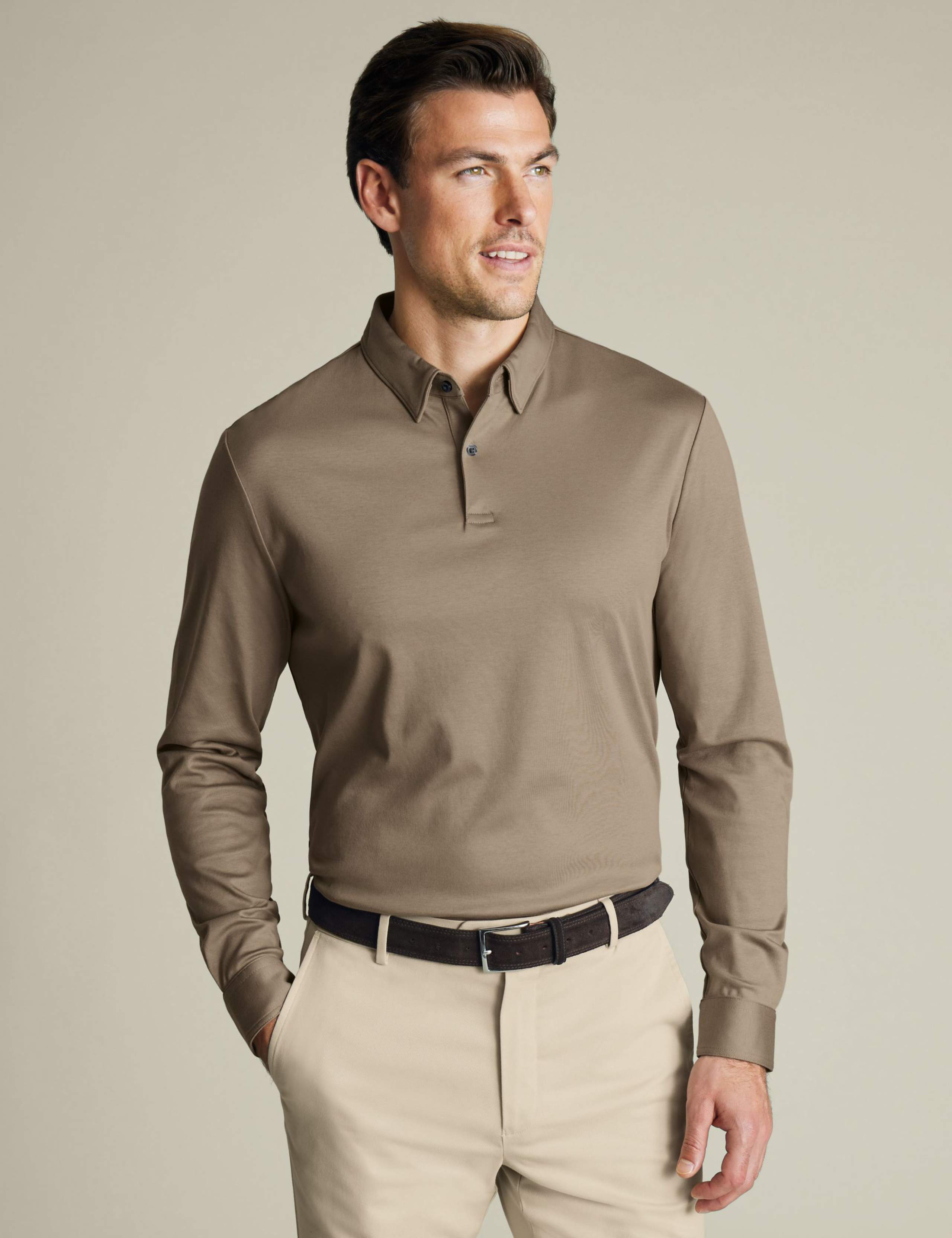 Pure Cotton Long Sleeve Polo Shirt