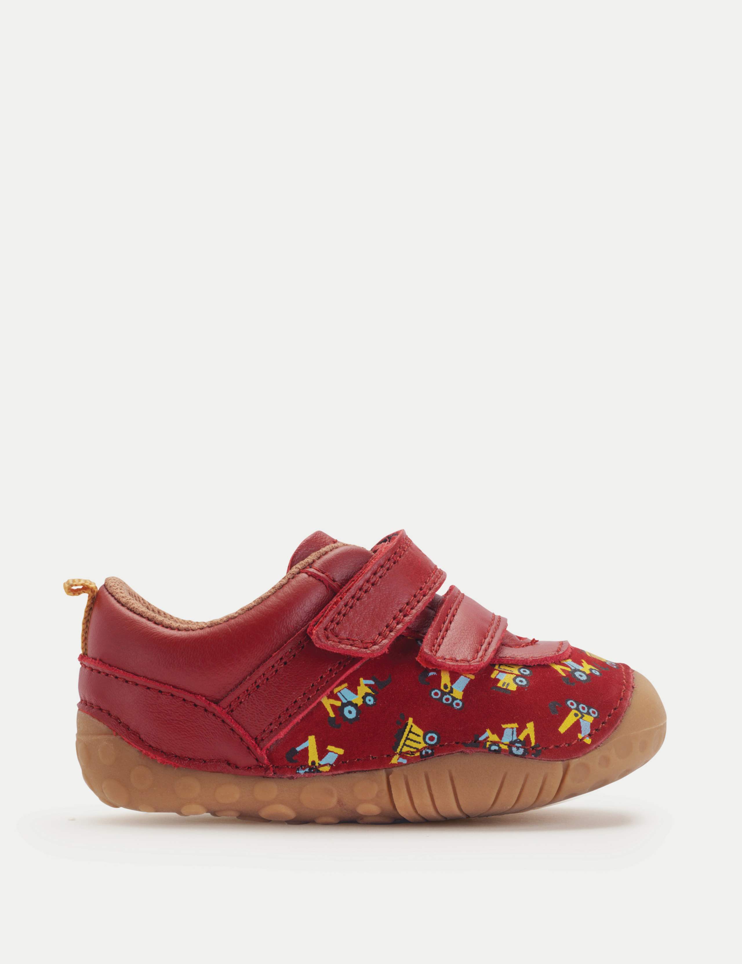 Baby Leather Digger Riptape Pram Shoes (3 Small - 5 Small)