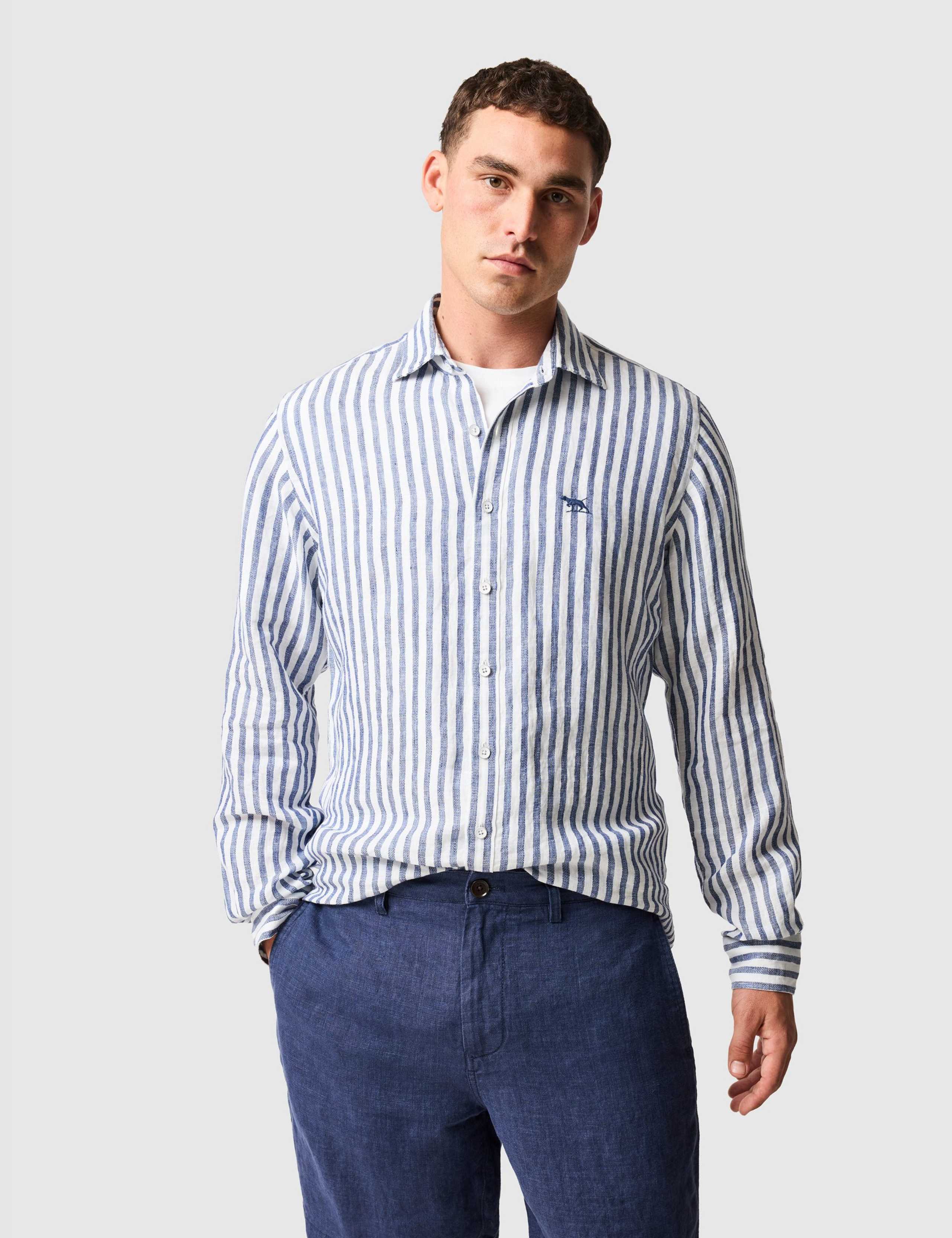 Slim Fit Pure Linen Striped Shirt