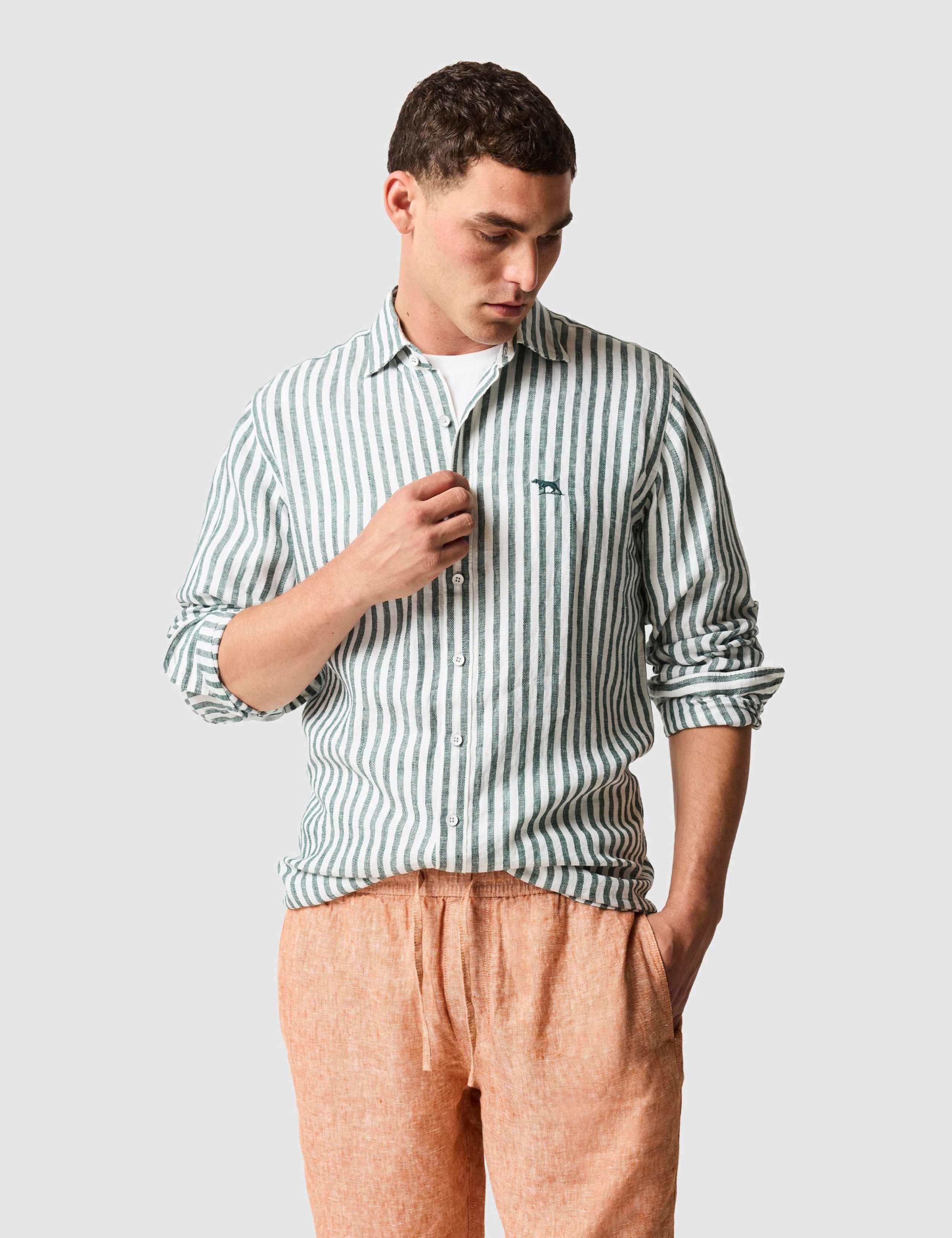 Slim Fit Pure Linen Striped Shirt