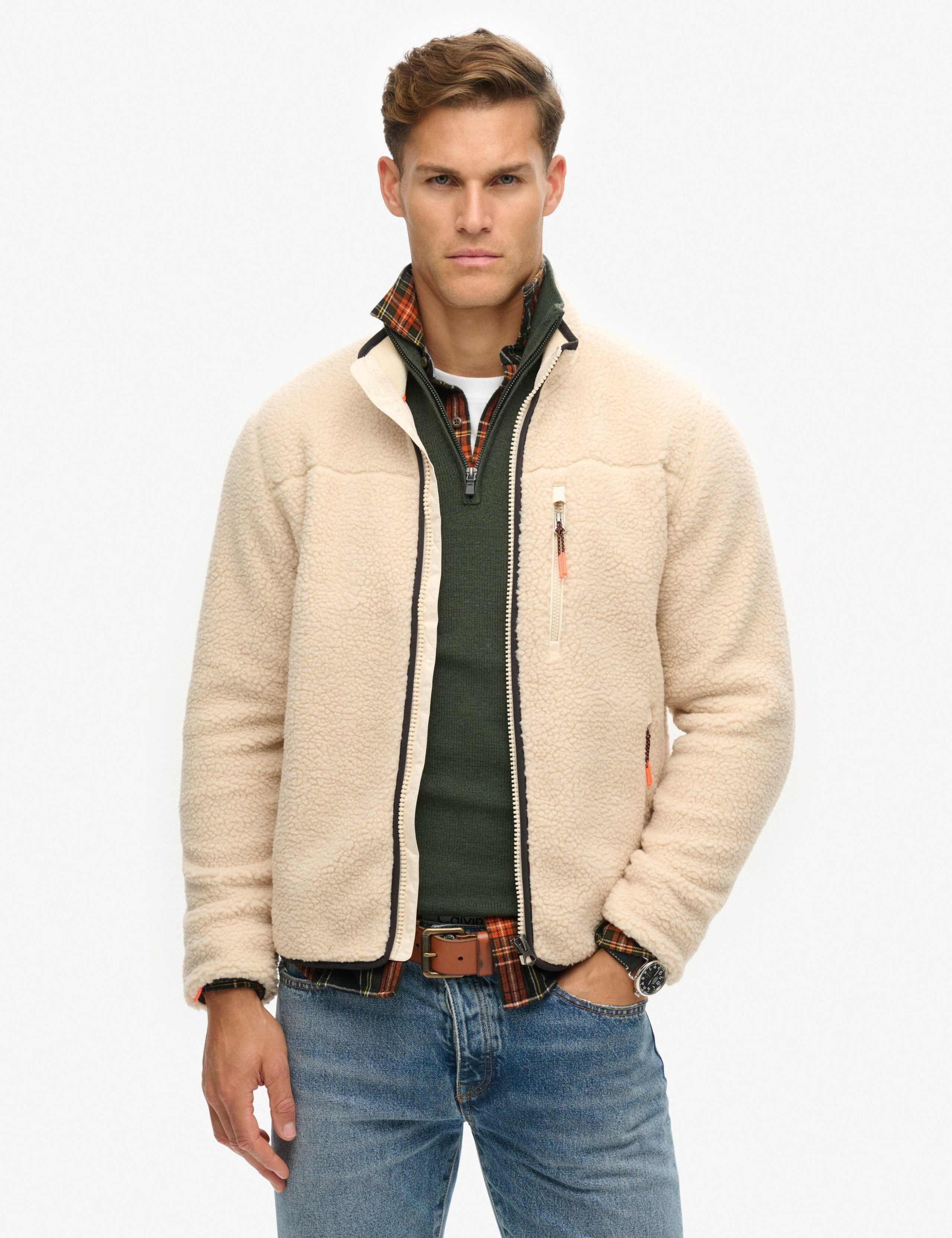 Fleece Zip Up Funnel Neck Jacket