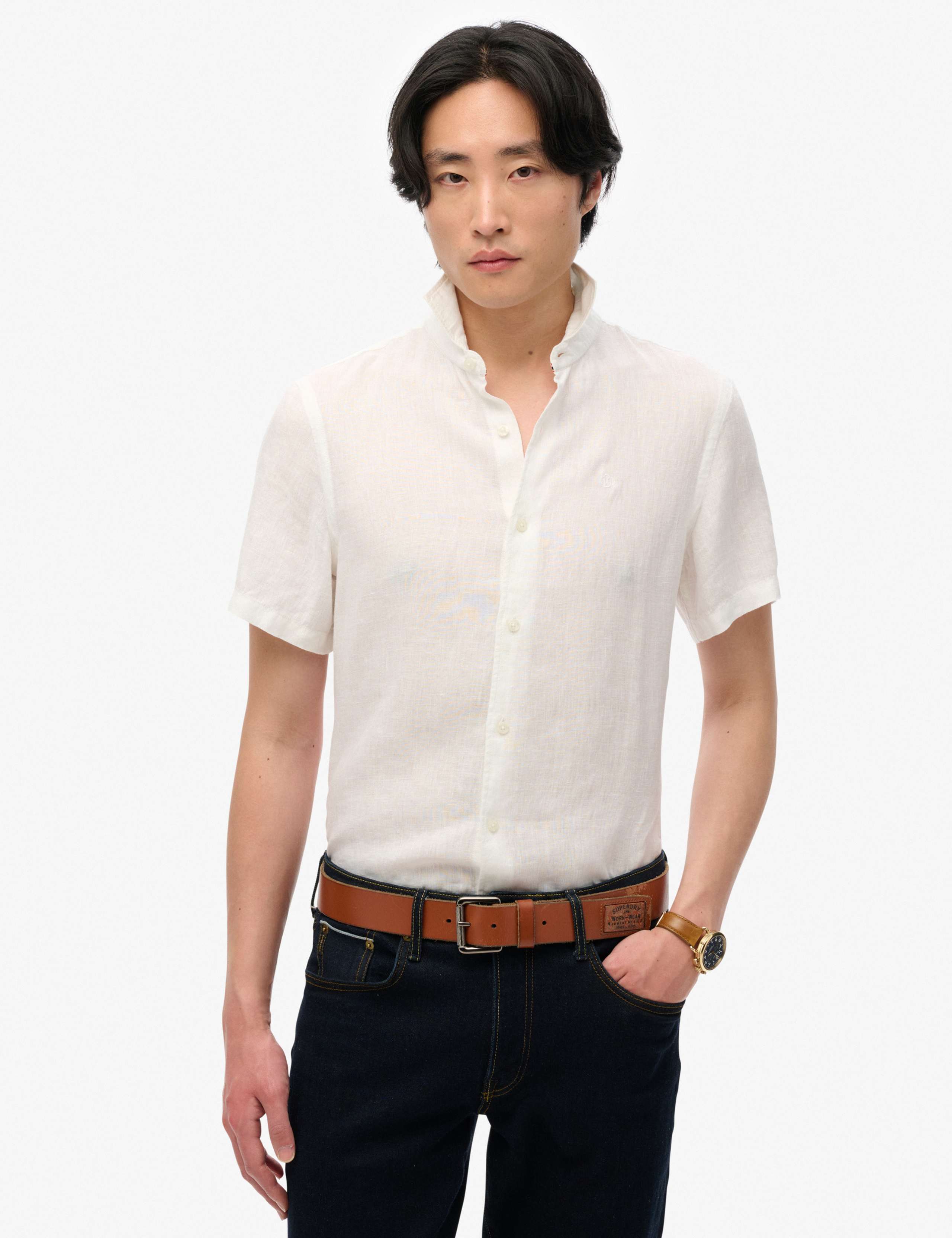 Relaxed Fit Pure Linen Embroidered Shirt