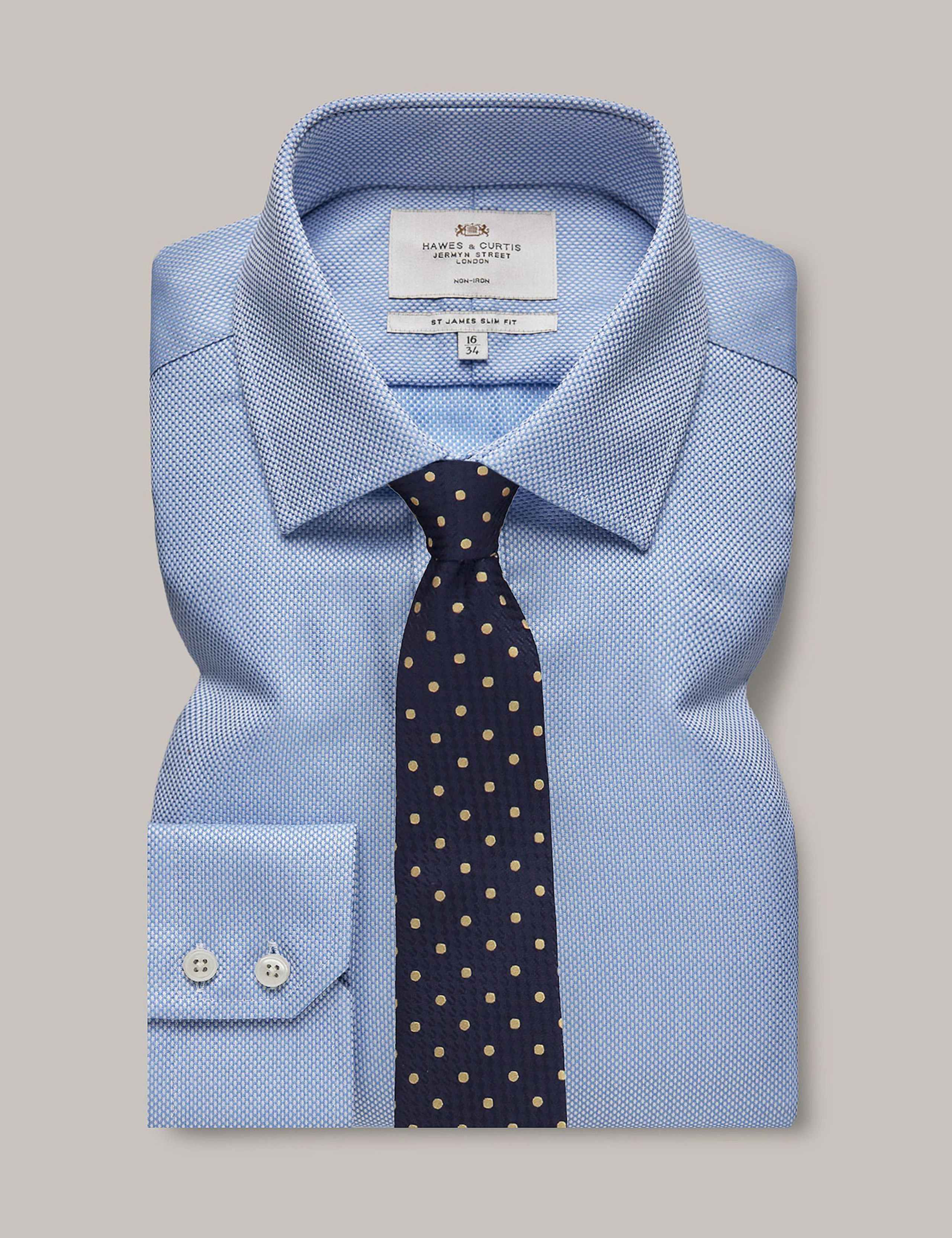 Slim Fit Non Iron Pure Cotton Textured Shirt