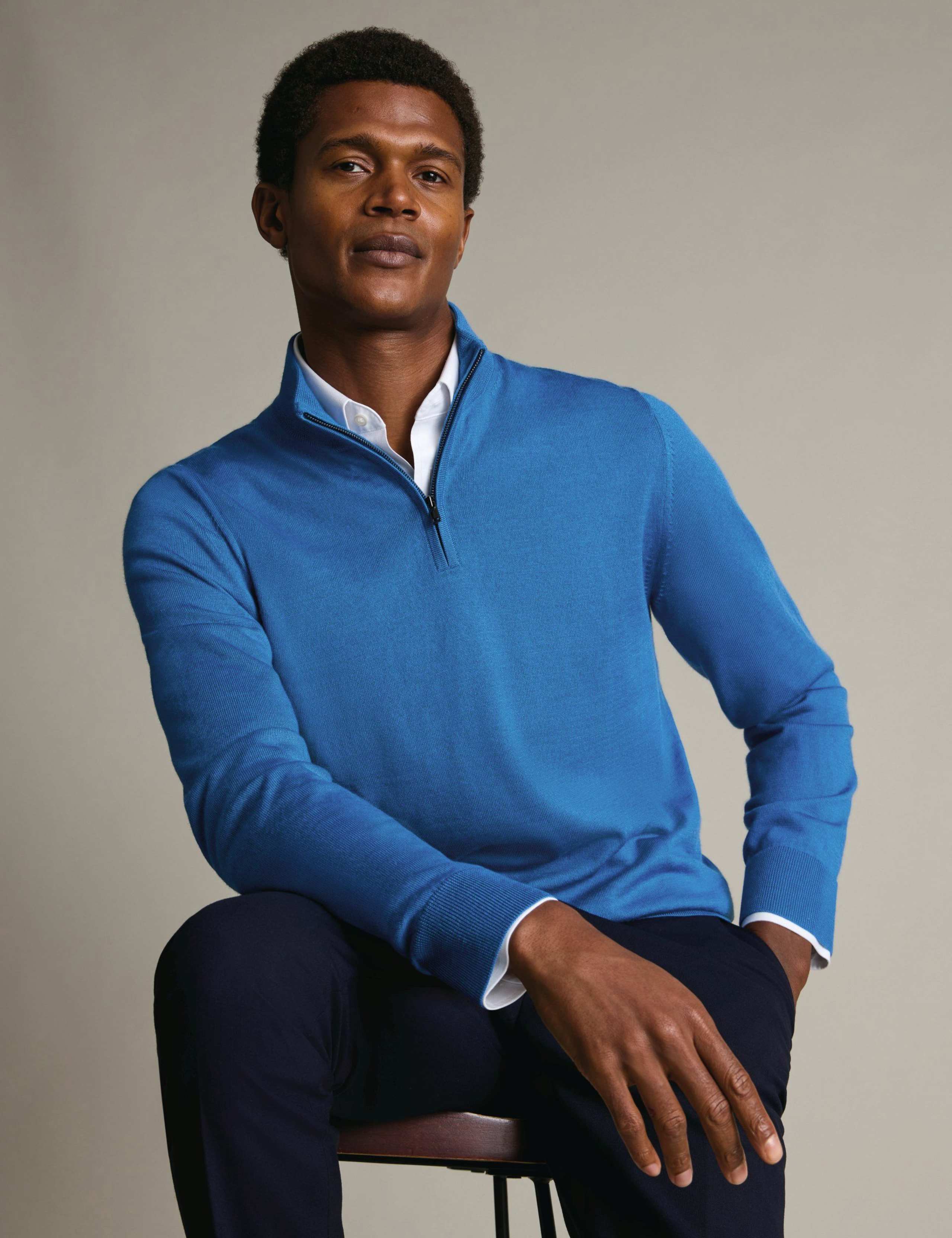 Pure Extra Fine Merino Wool Half Zip Jumper