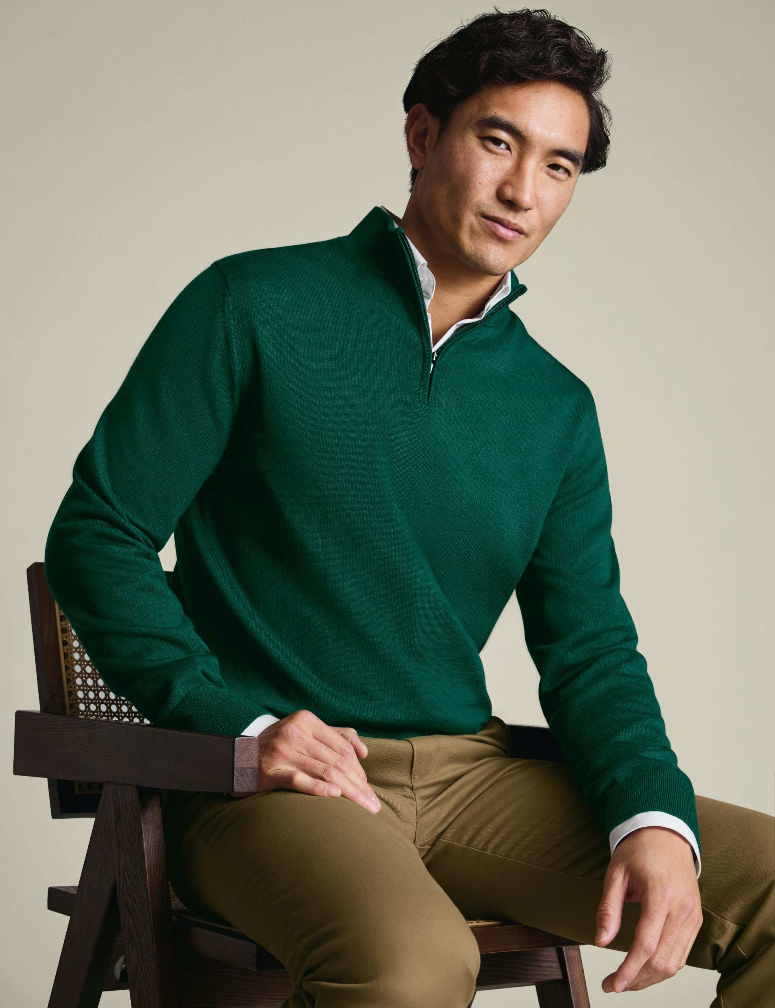 Pure Extra Fine Merino Wool Half Zip Jumper