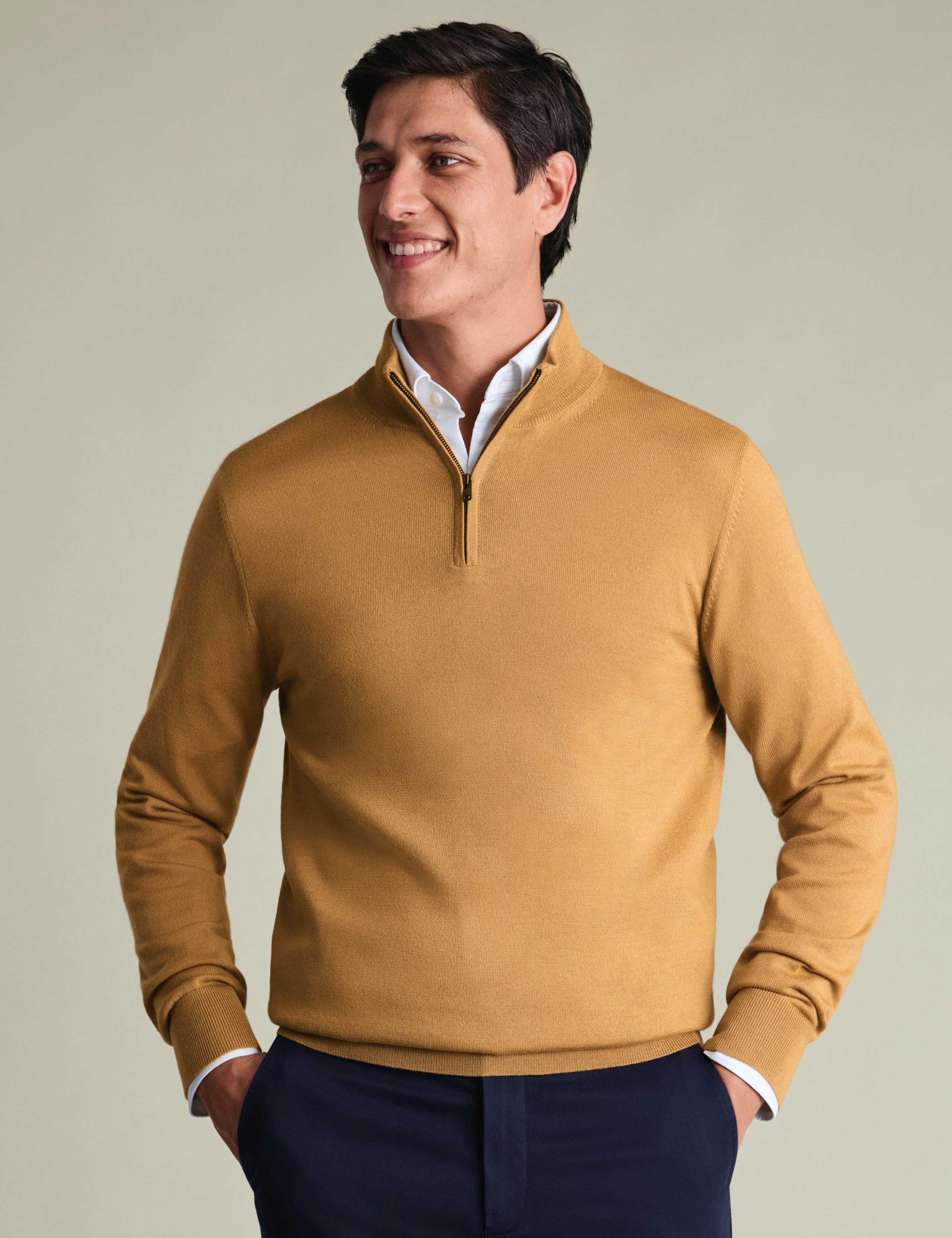 Pure Extra Fine Merino Wool Half Zip Jumper
