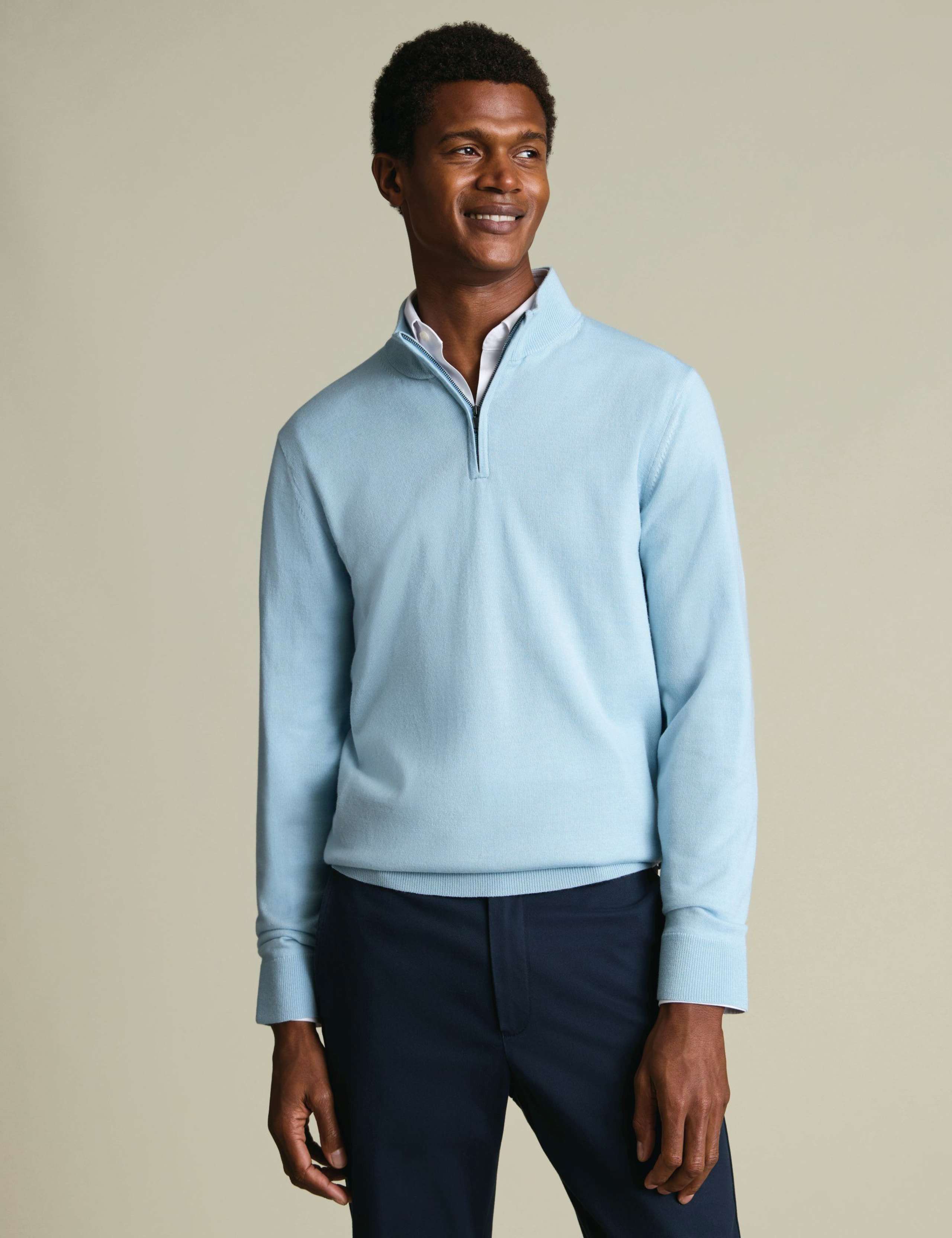 Pure Extra Fine Merino Wool Half Zip Jumper