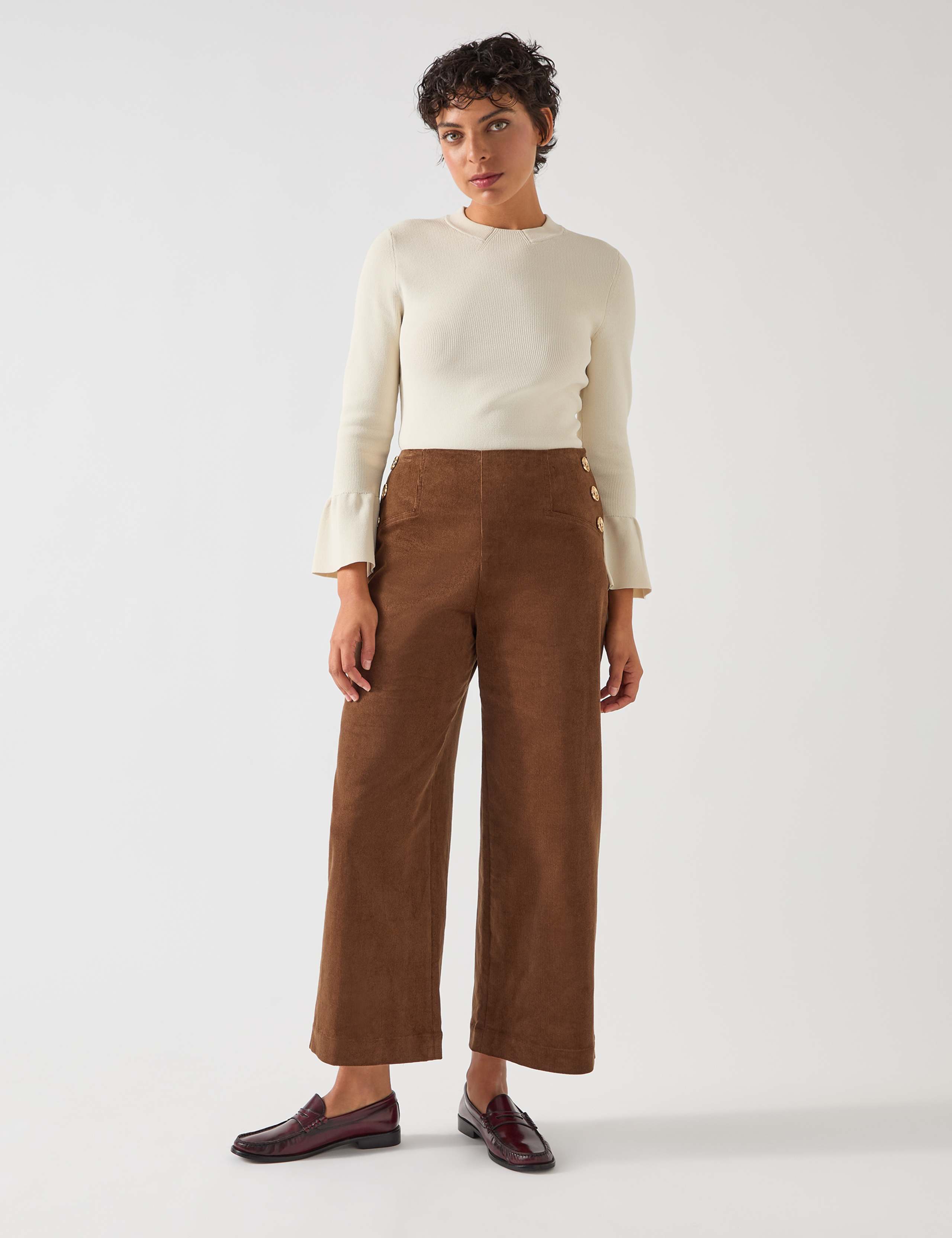 Knitted Crew Neck Bell Sleeve Jumper