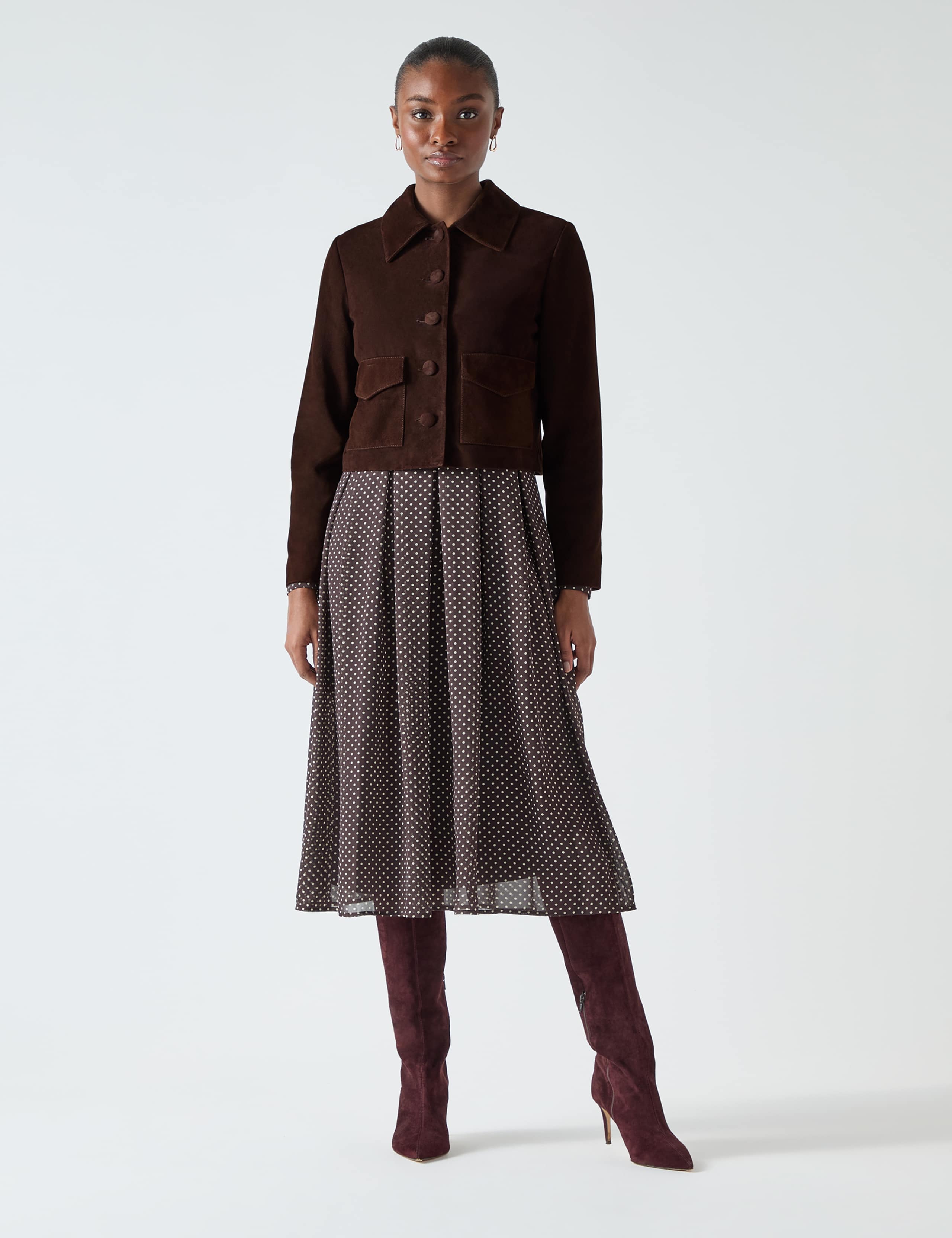 Leather Collared Cropped Jacket