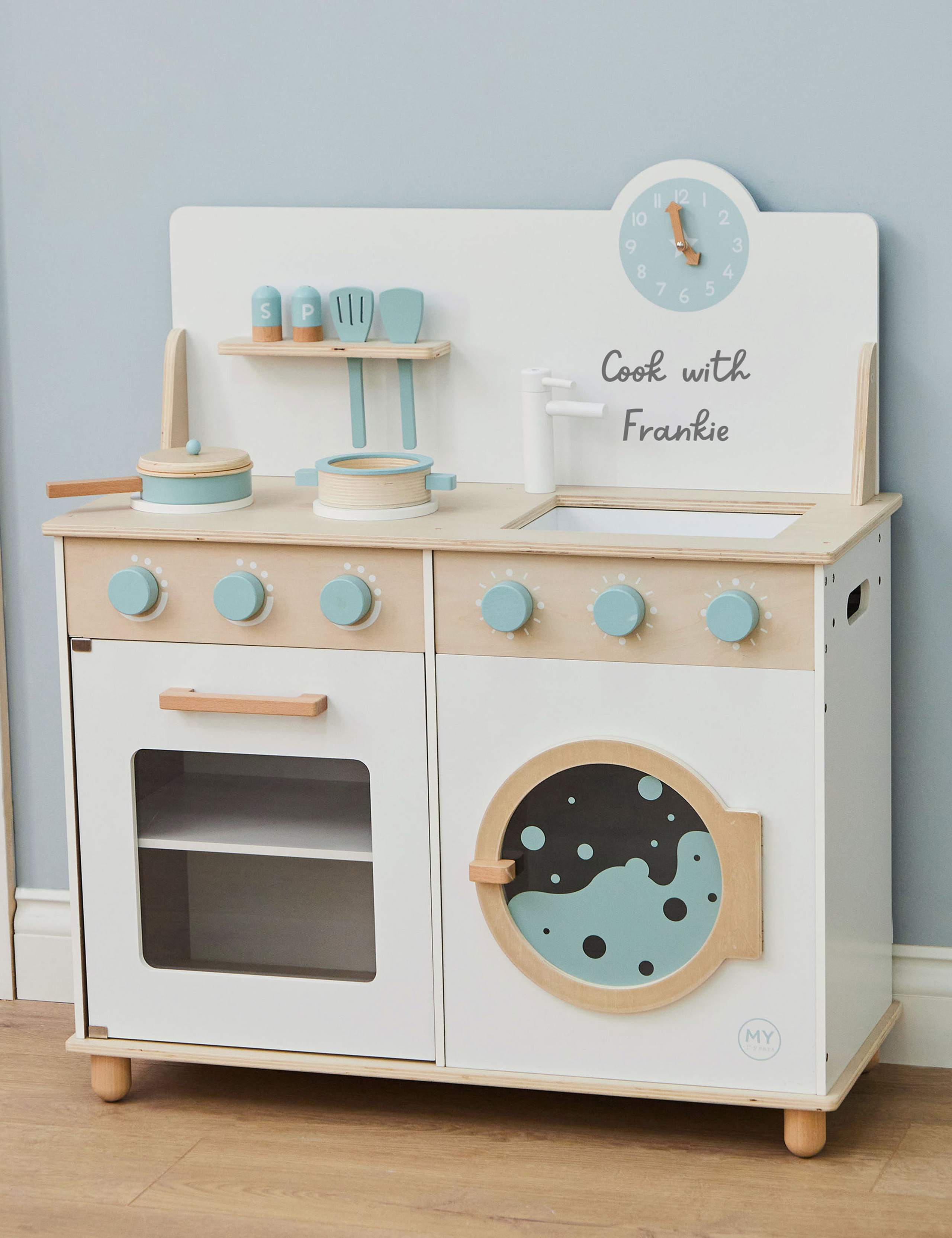 Personalised White Wooden Kitchen & Washing Machine Toy