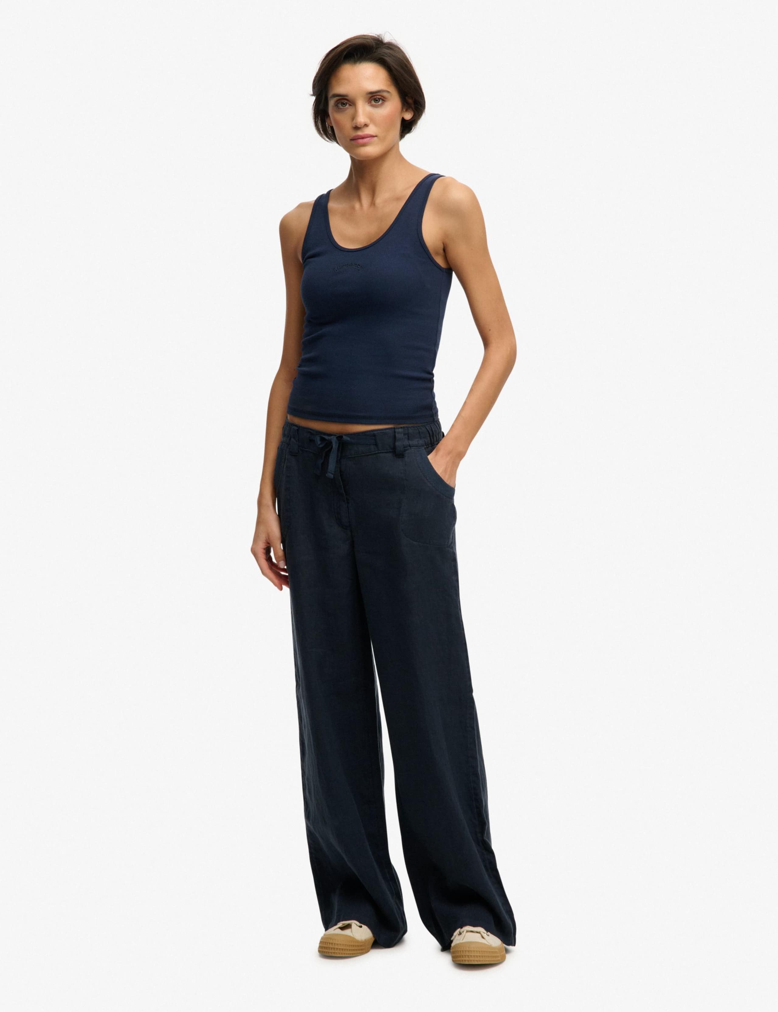 Pure Linen Low Rise Wide Leg Trousers