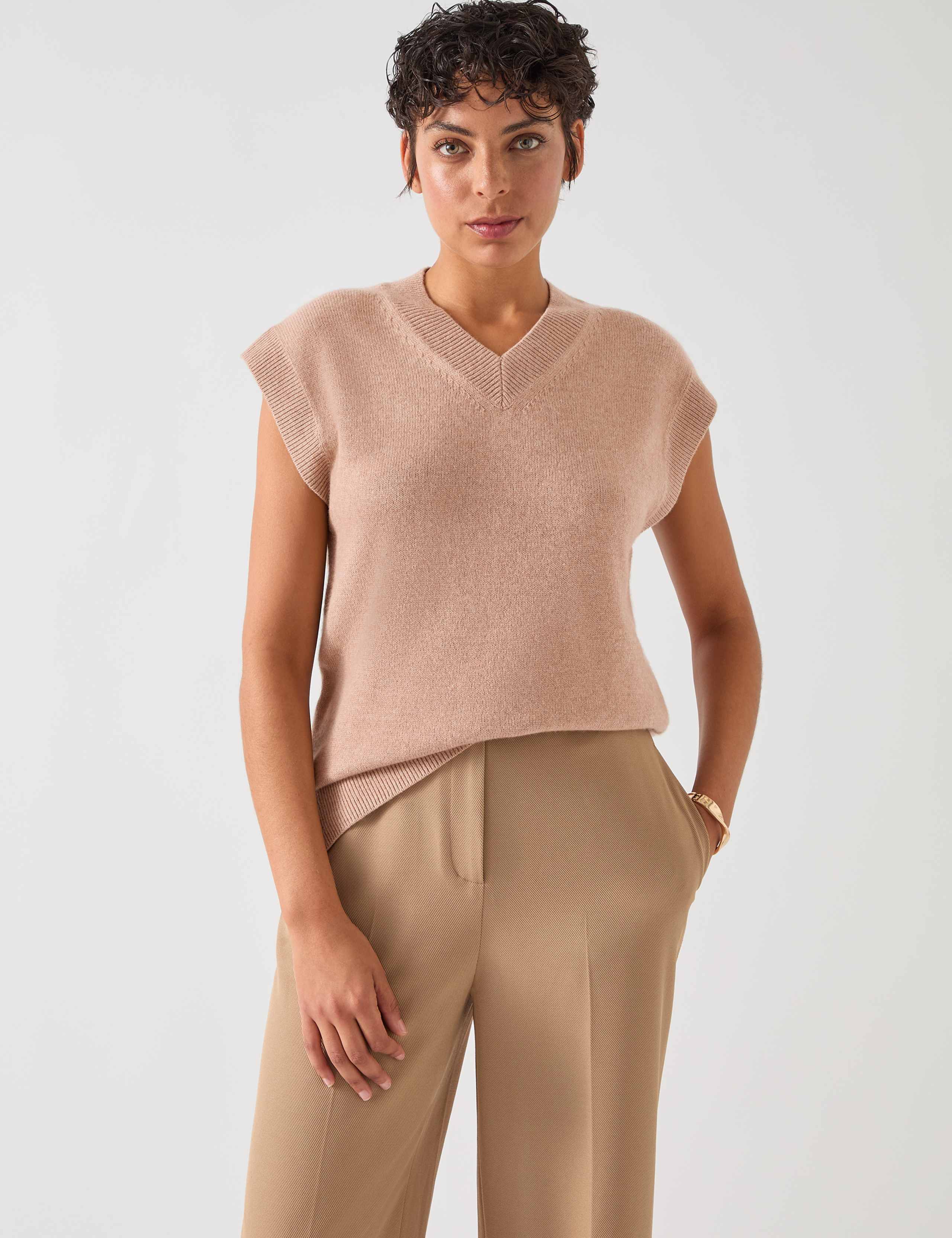 Merino Wool Rich V-Neck Knitted Vest