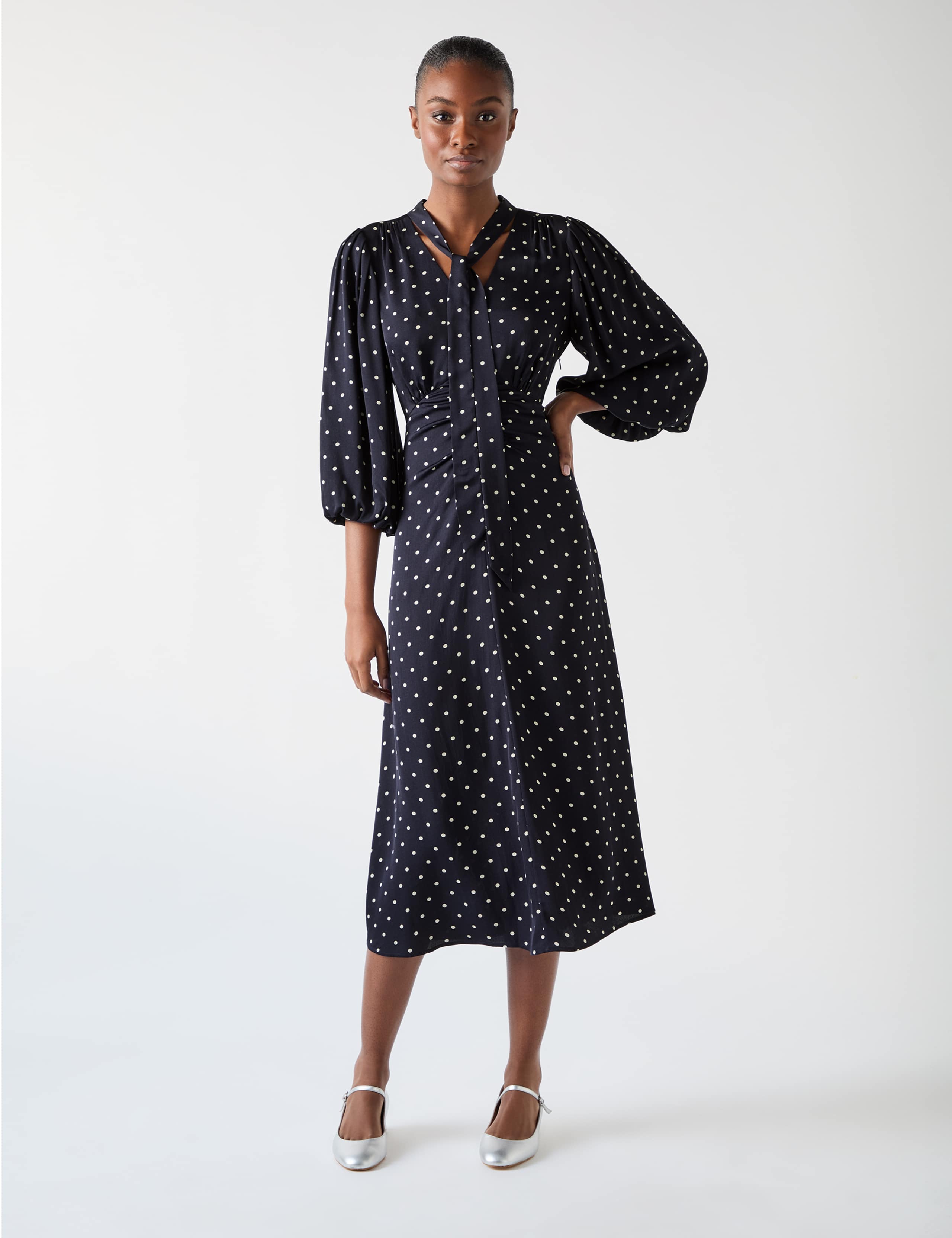 Polka Dot Midi Skater Dress