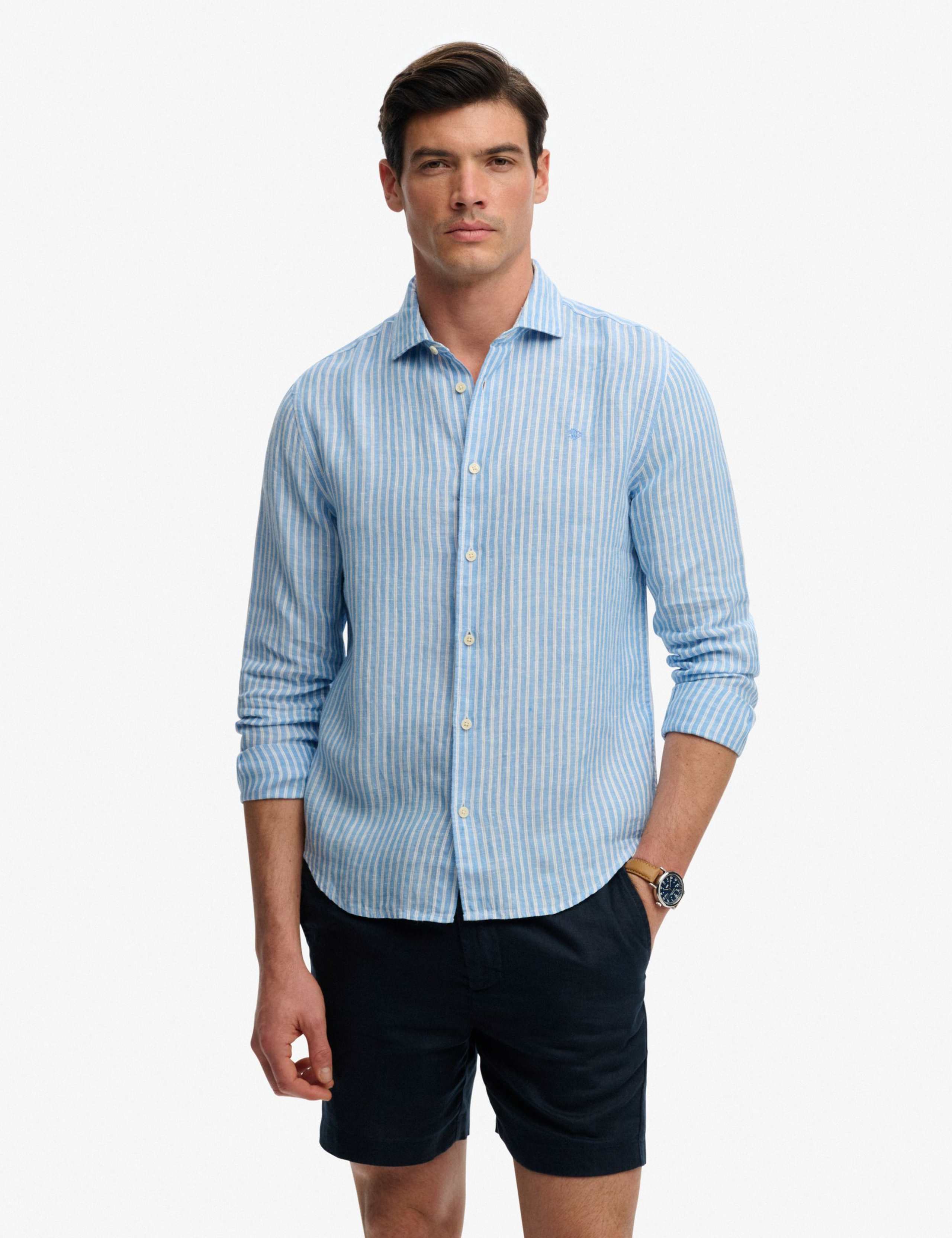 Relaxed Fit Striped Pure Linen Shirt