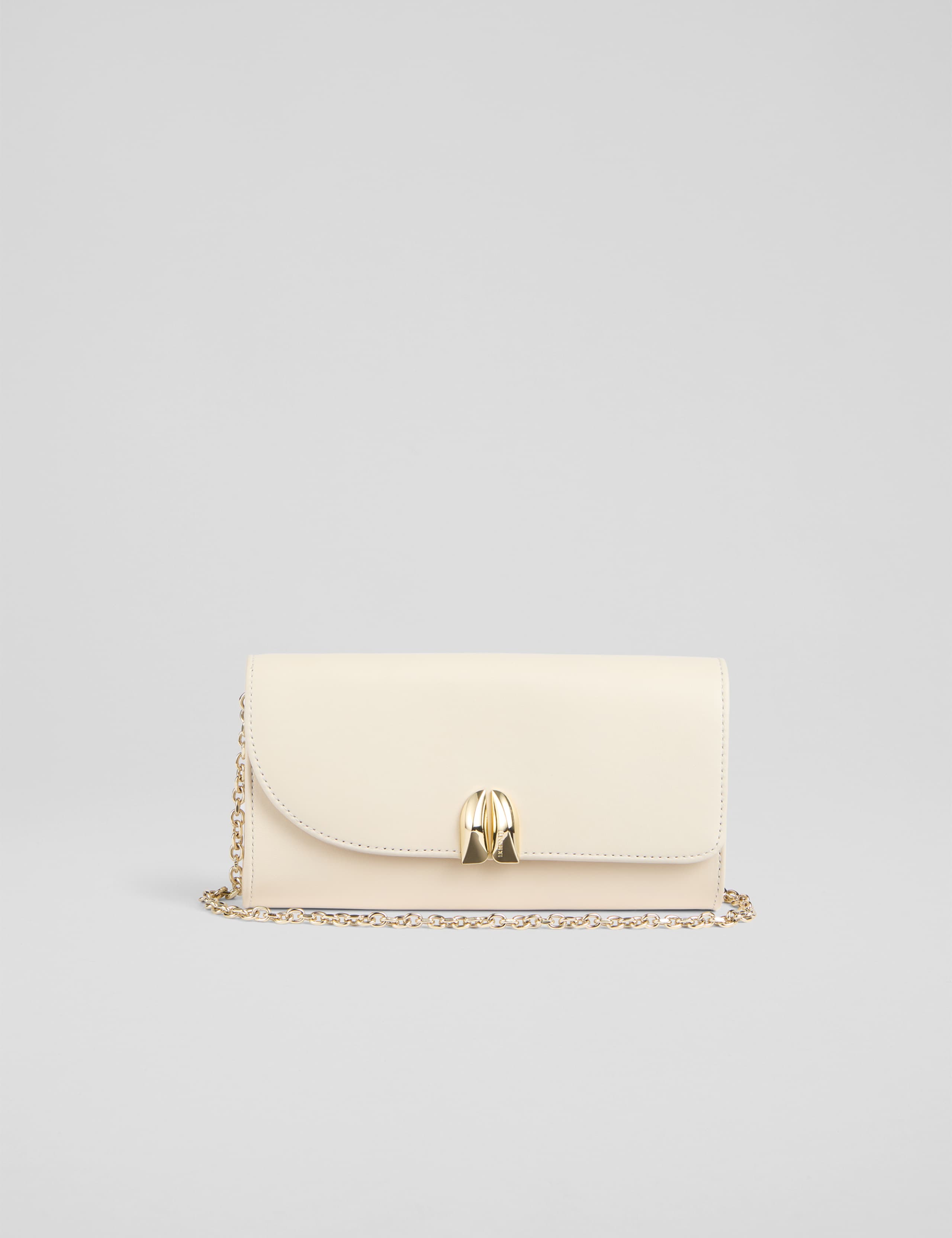 Leather Chain Strap Curve Clutch Bag