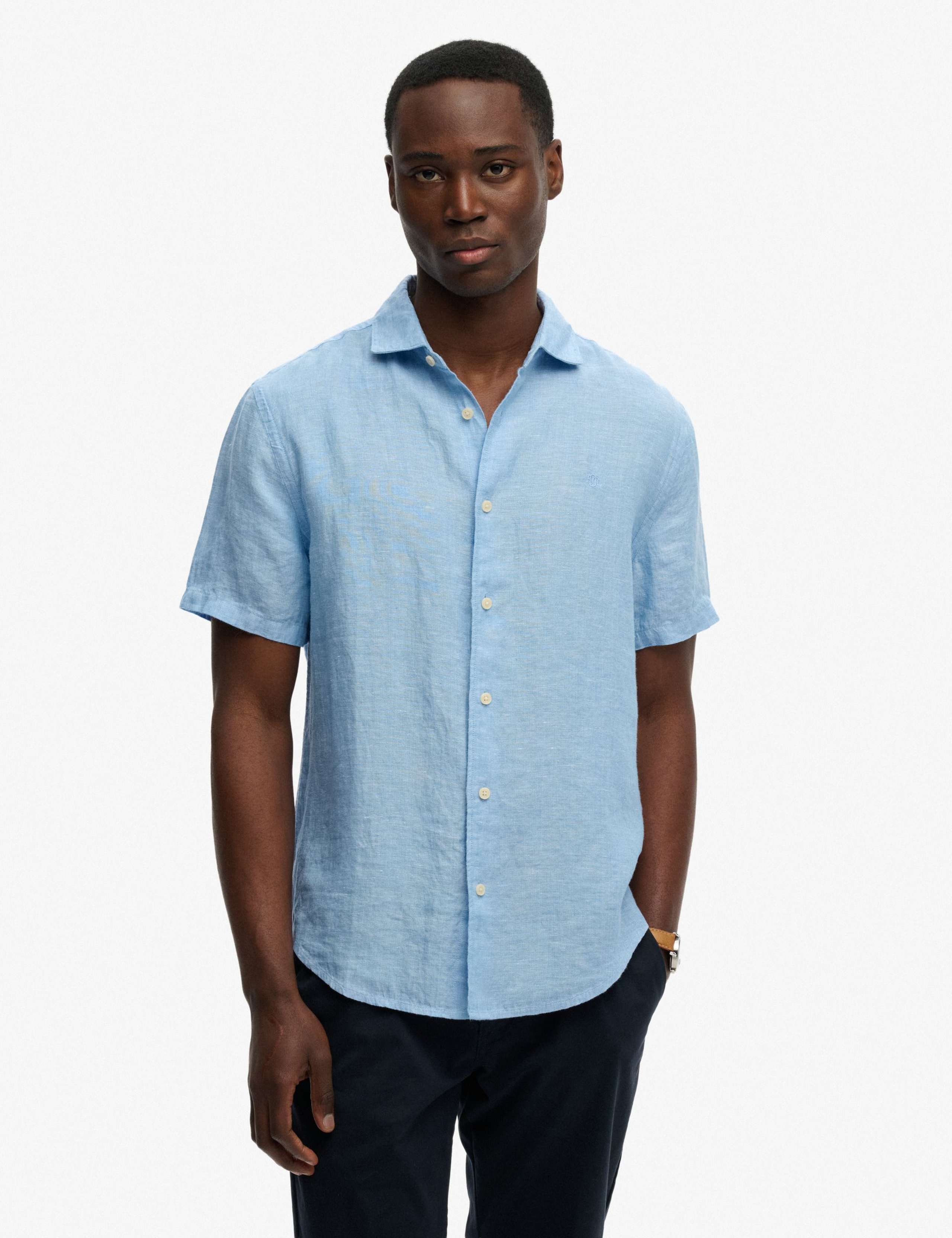 Relaxed Fit Pure Linen Short Sleeve Shirt