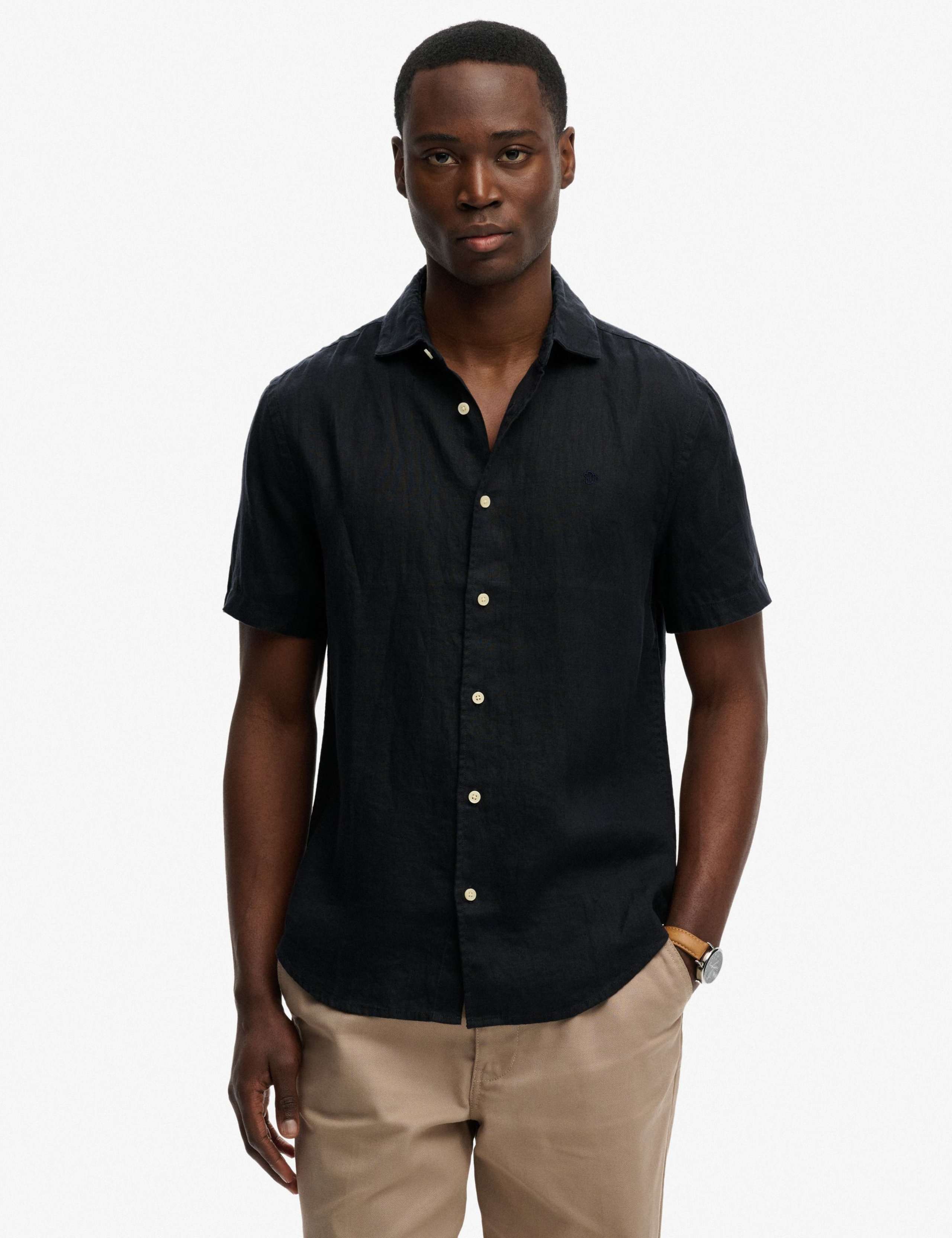 Relaxed Fit Pure Linen Short Sleeve Shirt