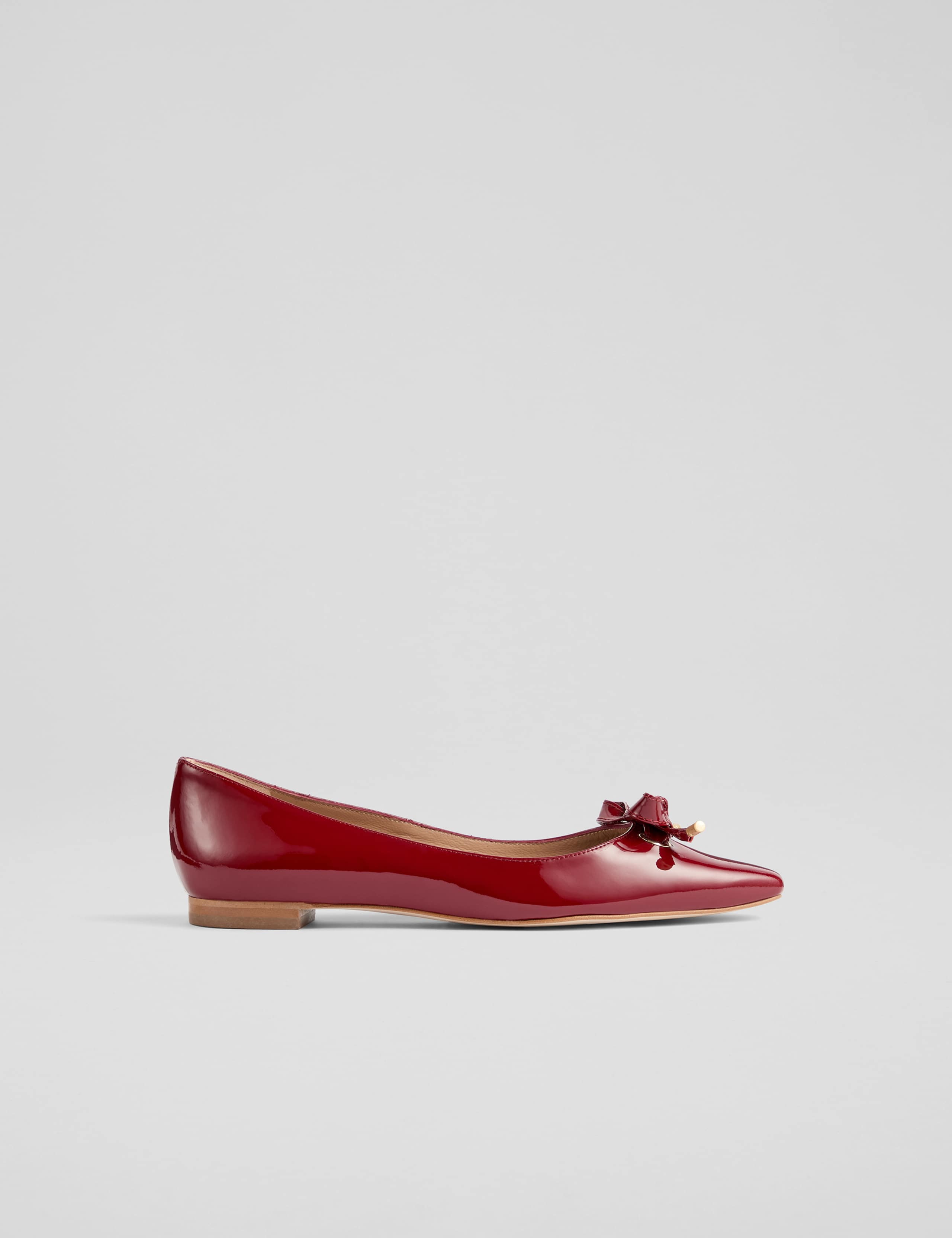 Patent Leather Bow Flat Square Toe Pumps