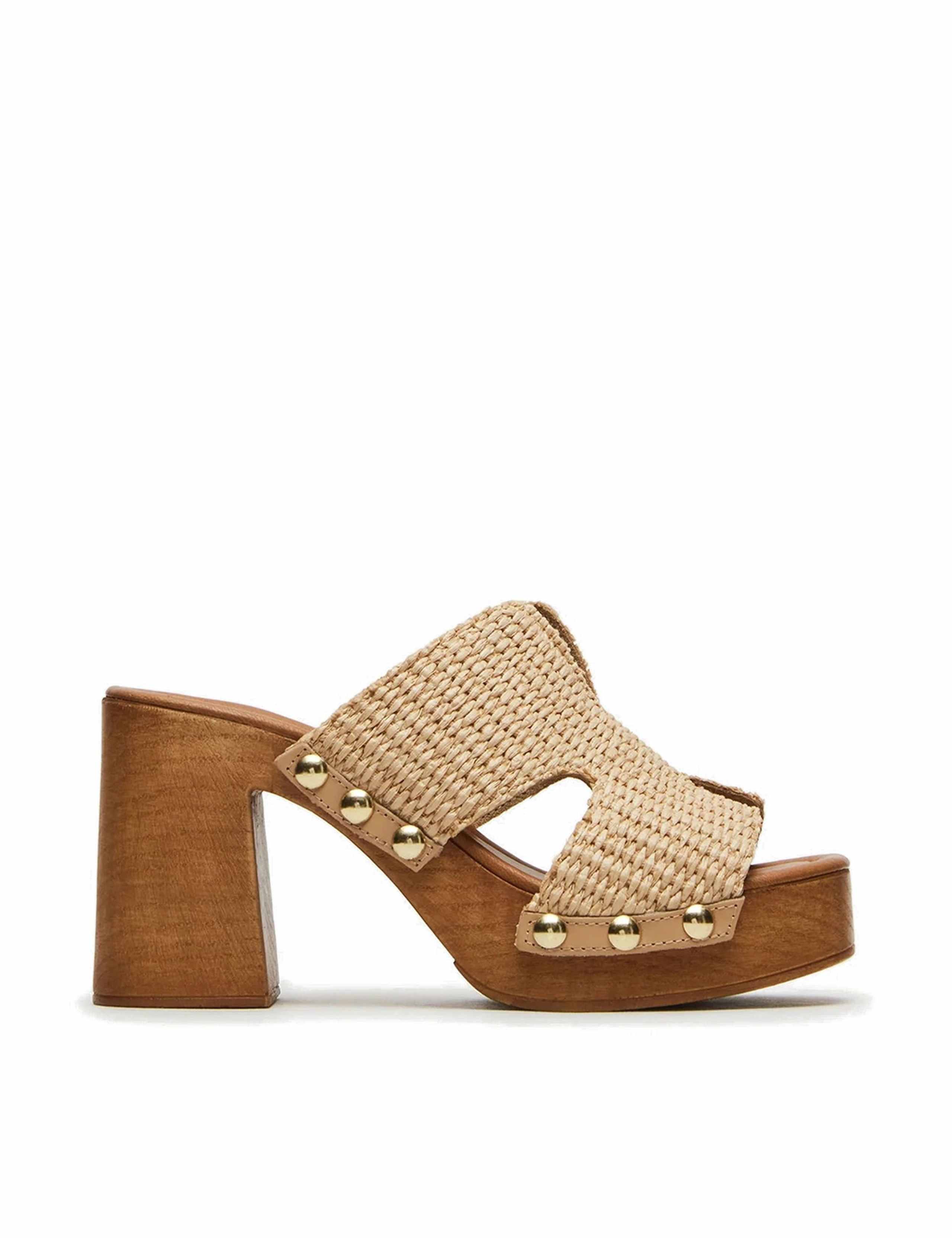 Woven Block Heel Sandals