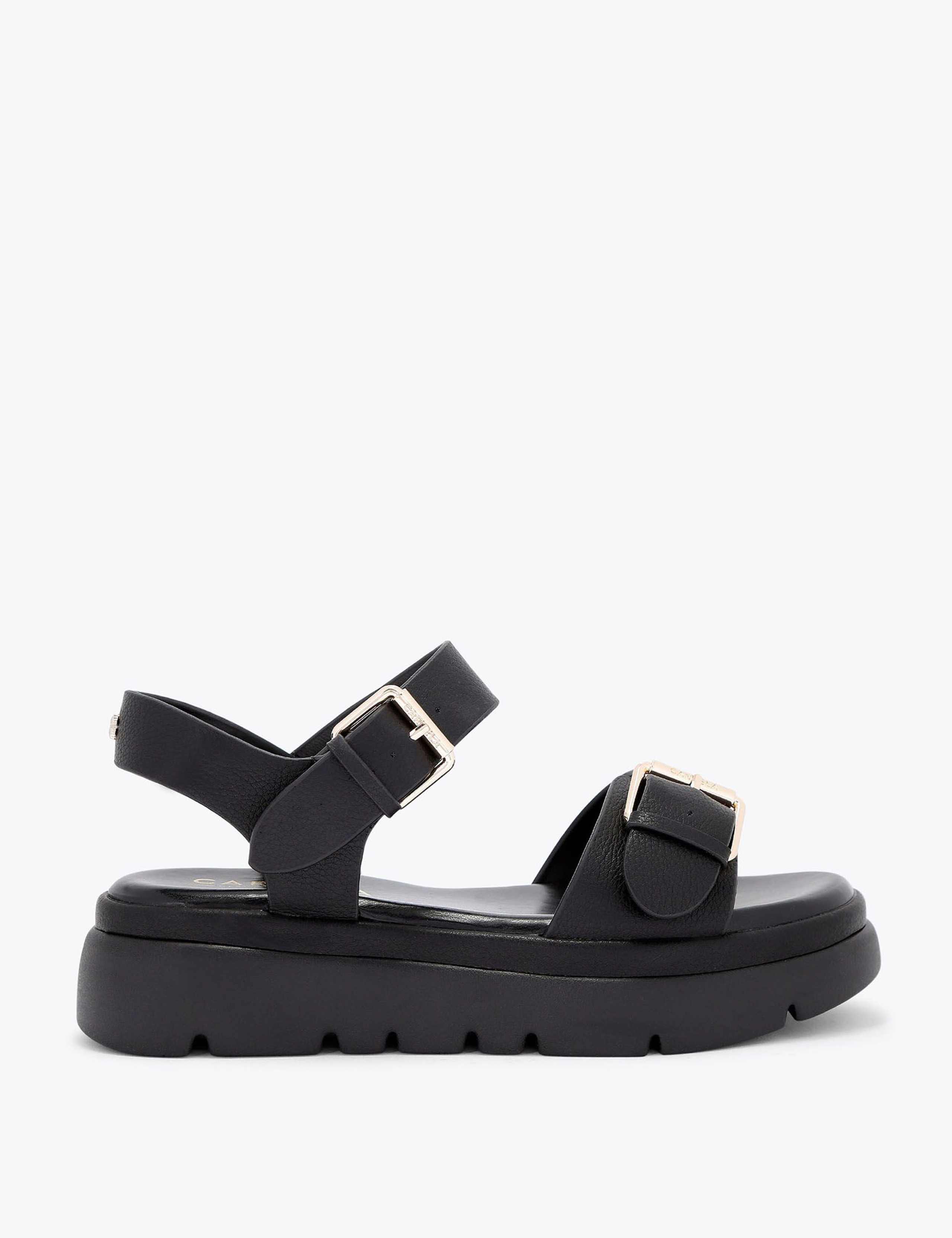 Double Buckle Flat Sandals