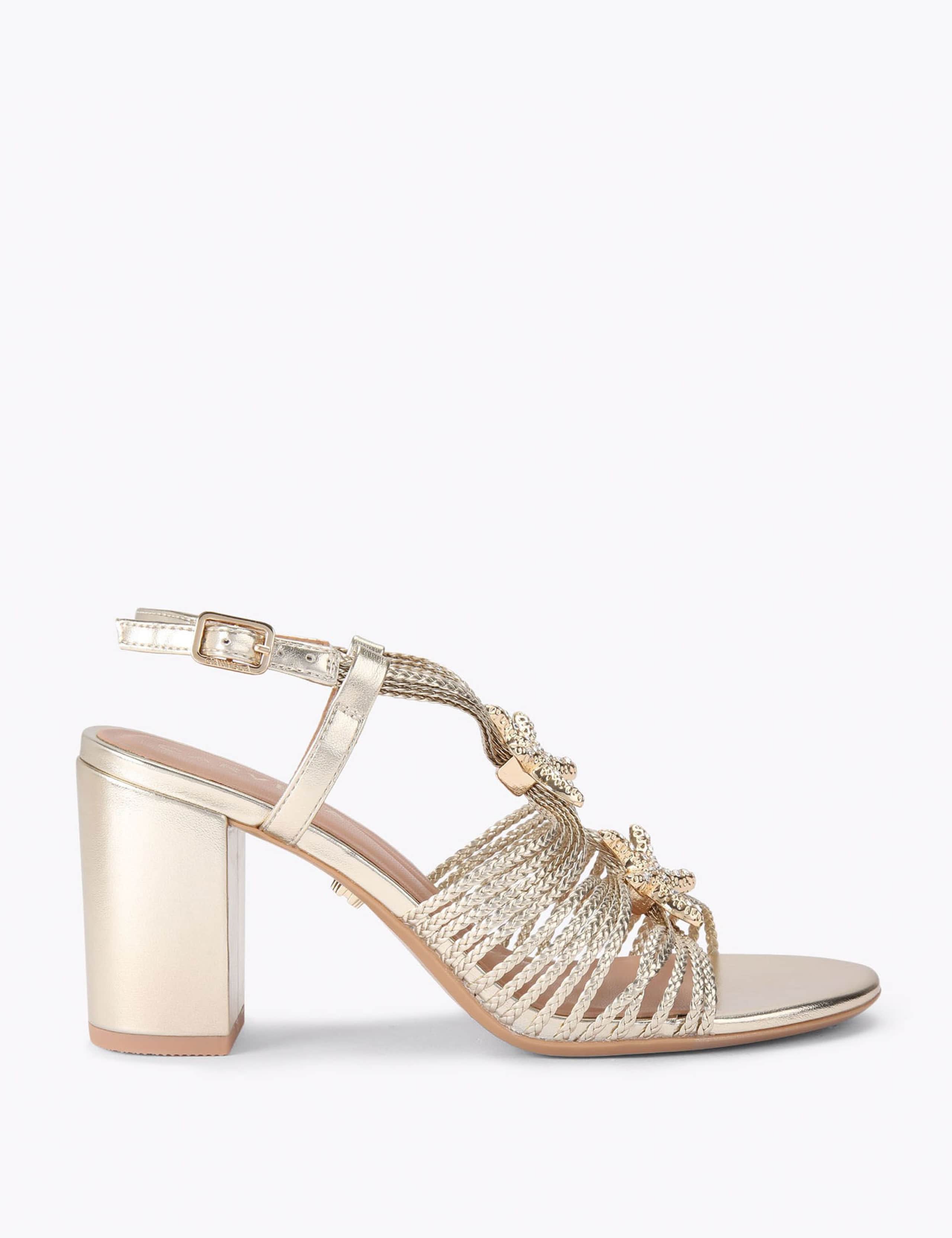 Metallic Starfish Block Heel Sandals