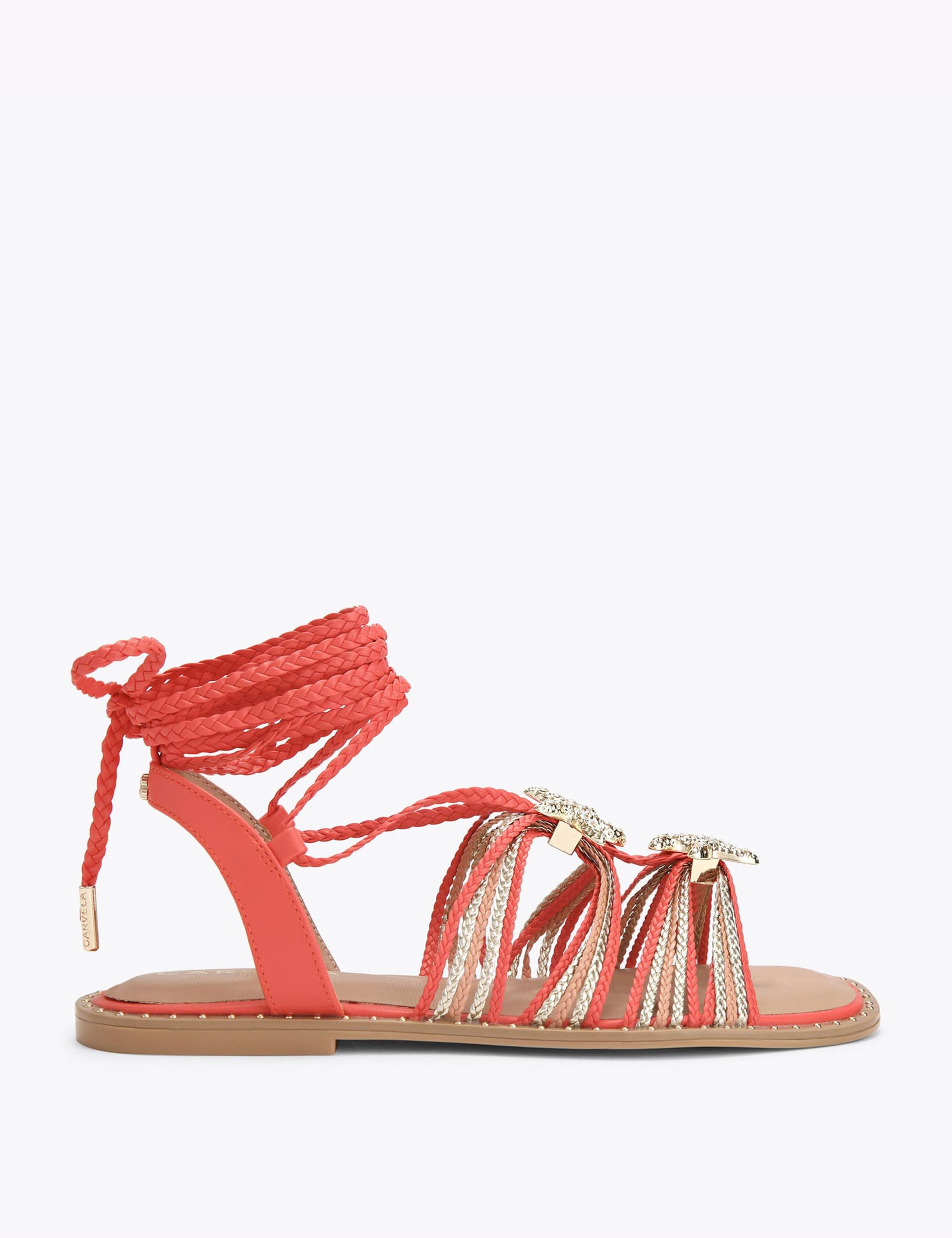 Embellished Ankle Tie Gladiator Sandals