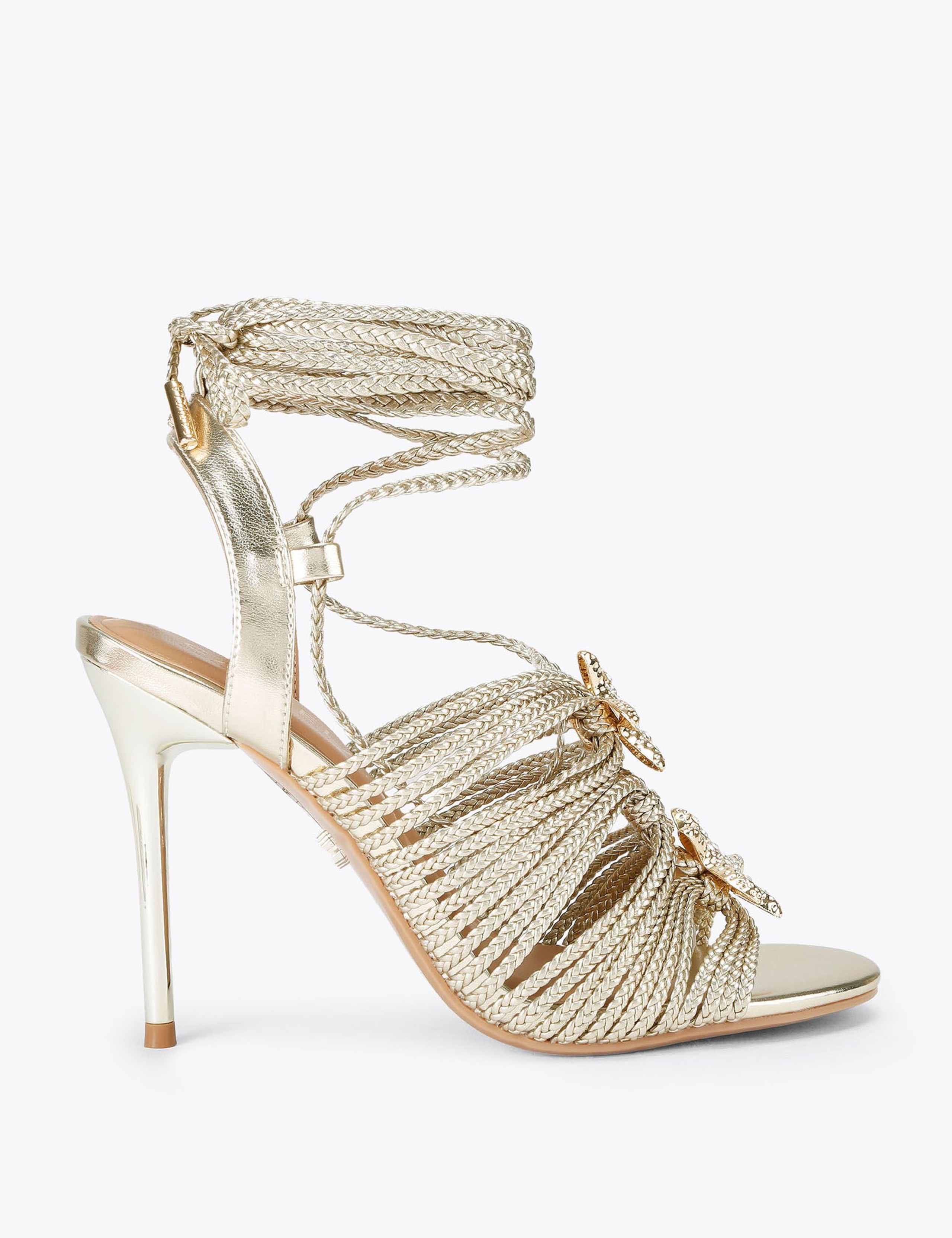 Embellished Ankle Tie Stiletto Heels