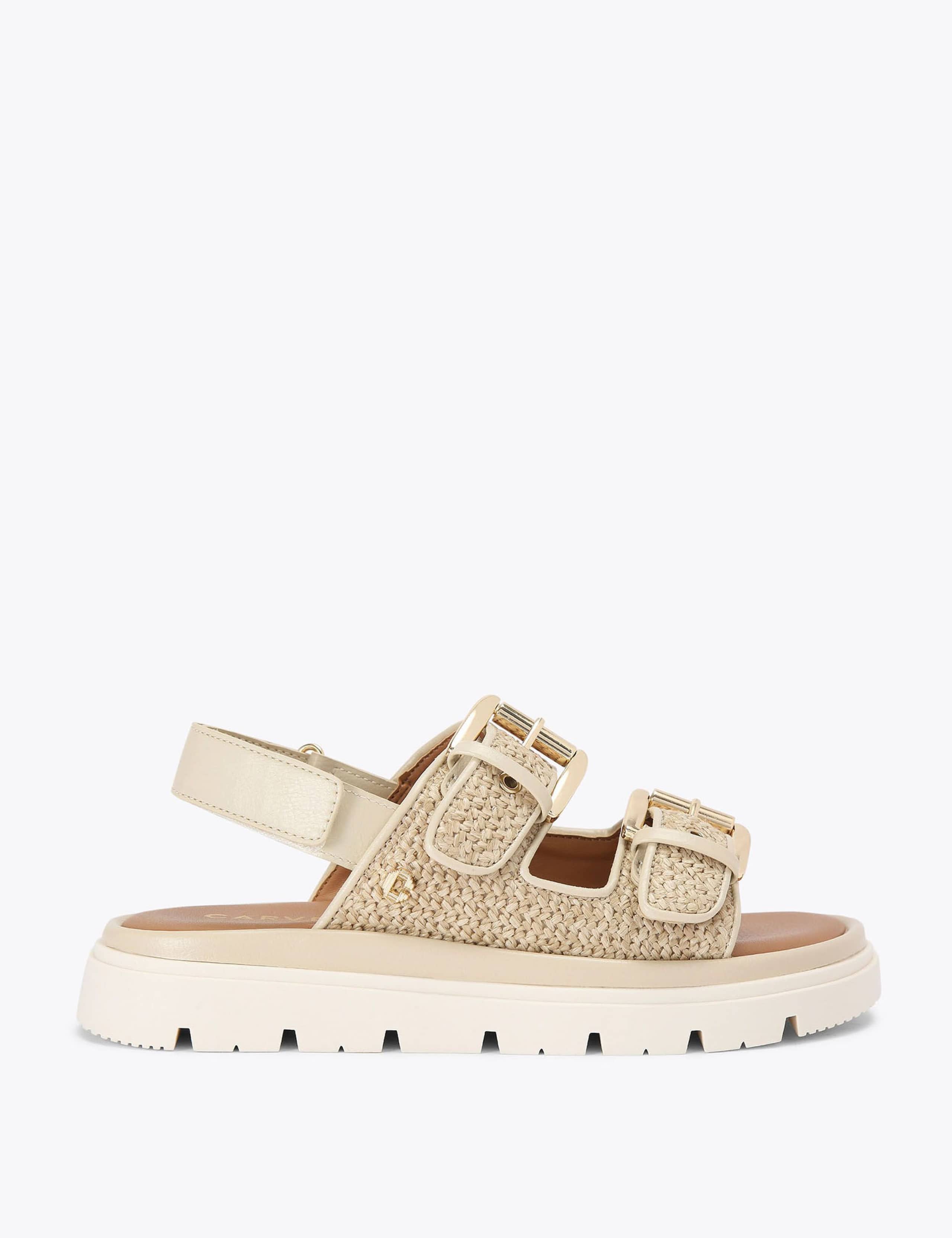 Woven Buckle Flatform Slingback Sandals