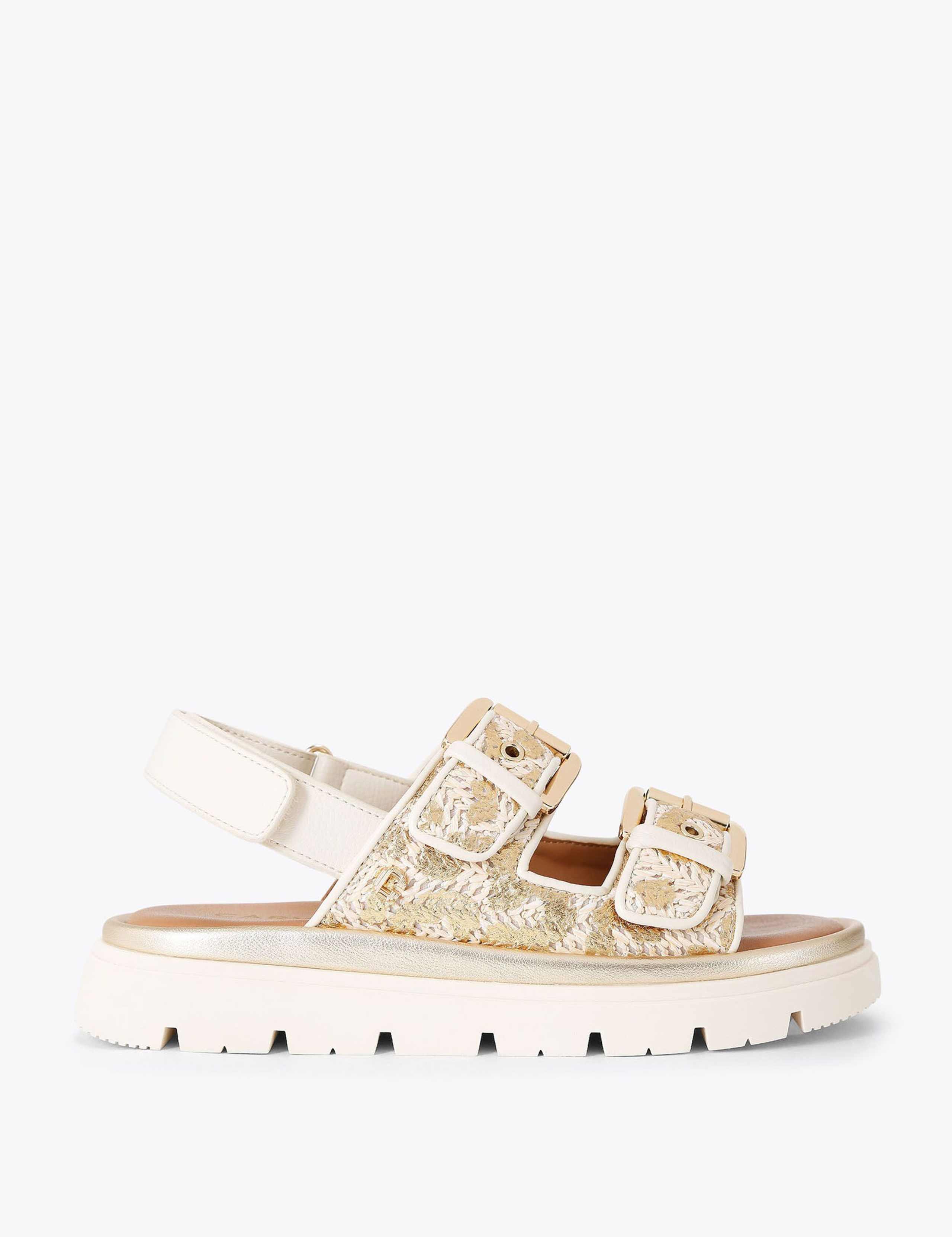 Woven Buckle Flatform Slingback Sandals