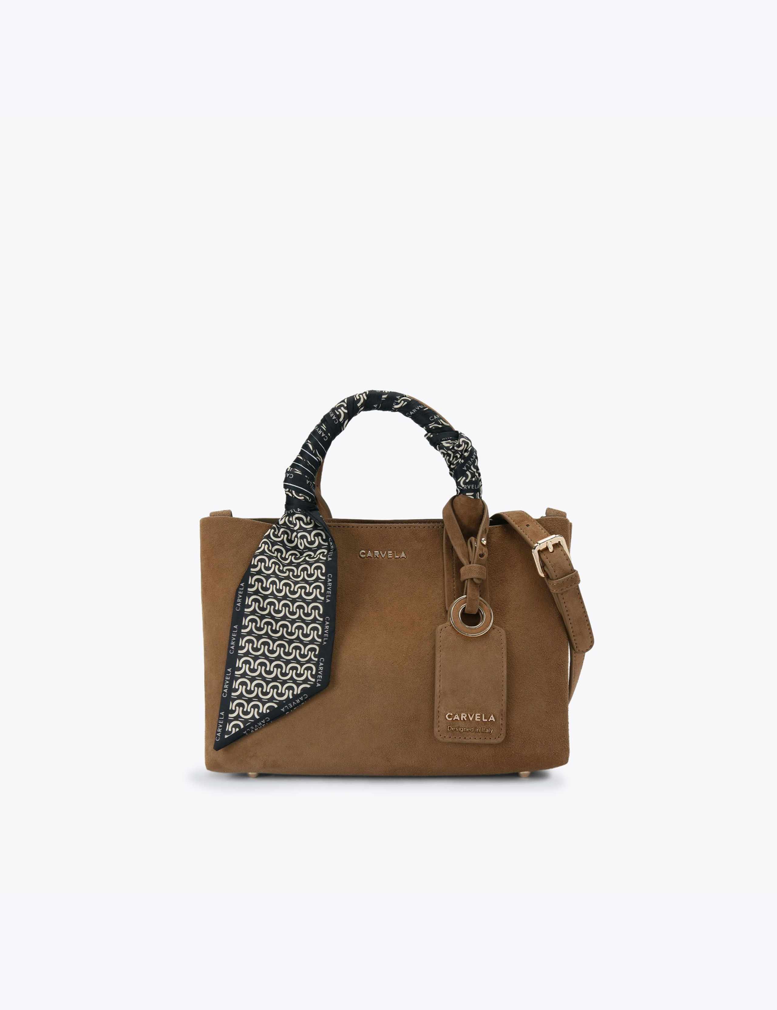 Leather Satin Scarf Cross Body Mini Tote Bag