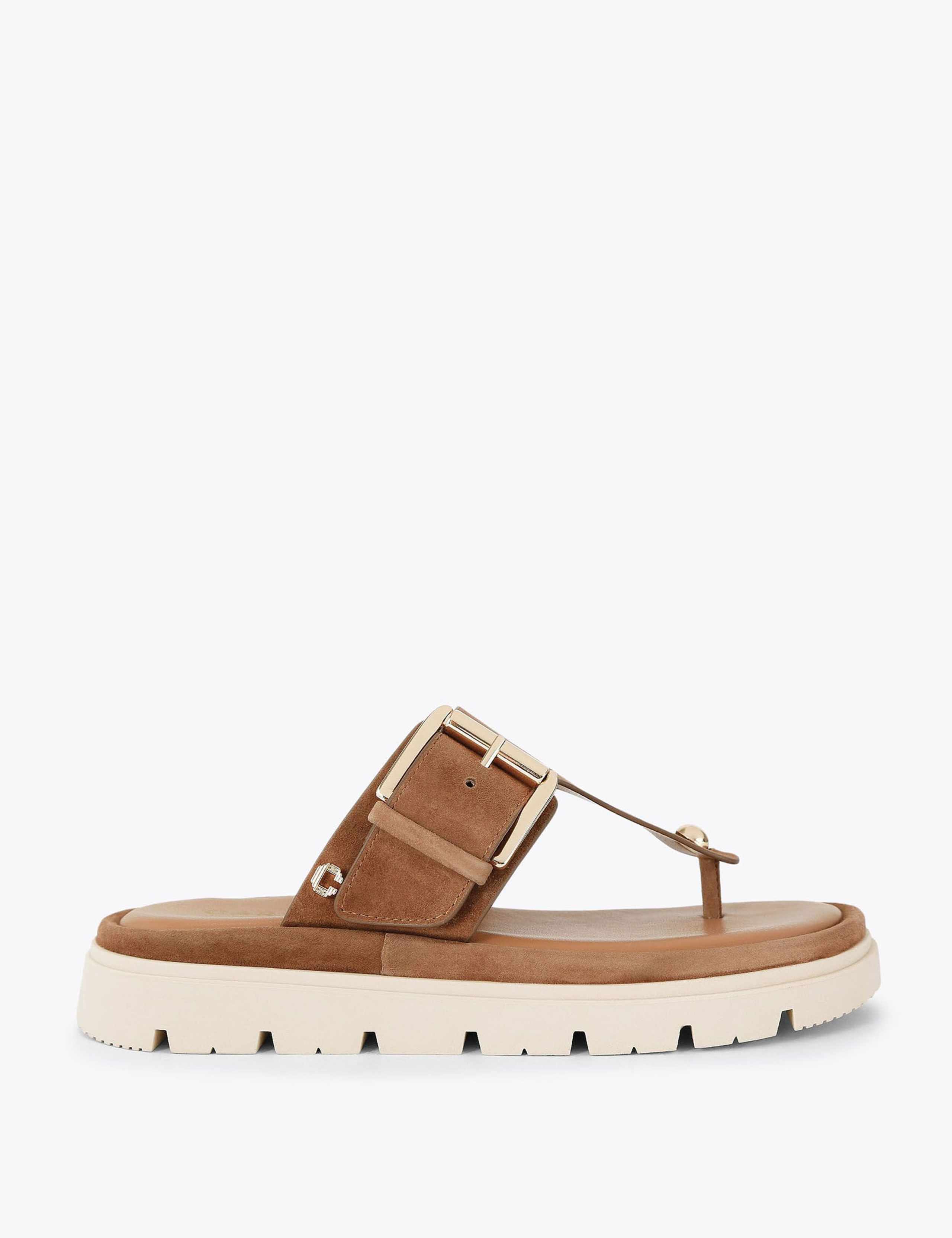 Leather T-Bar Flatform Sandals